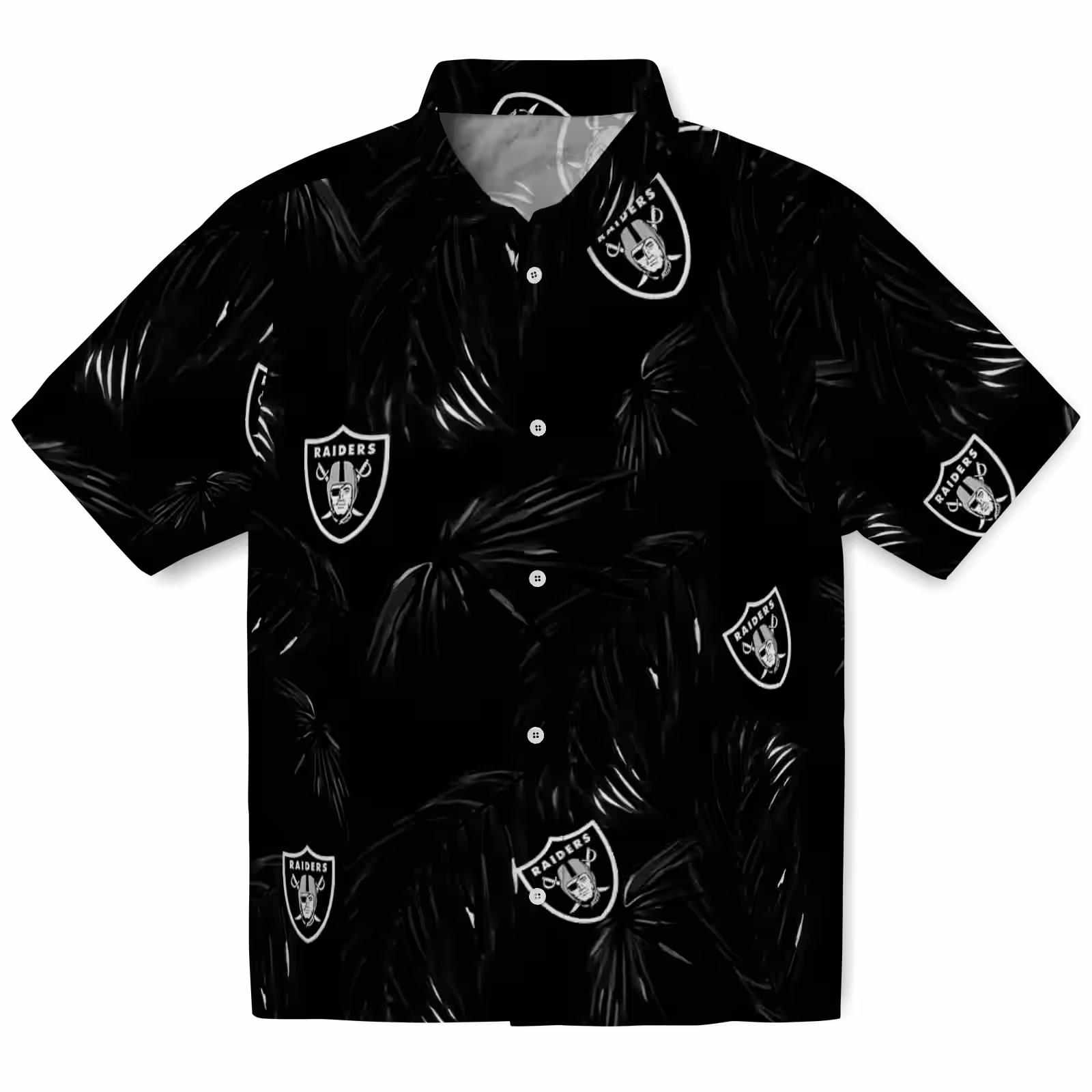 Las Vegas Raiders Palm Leaf Black Hawaiian Shirt