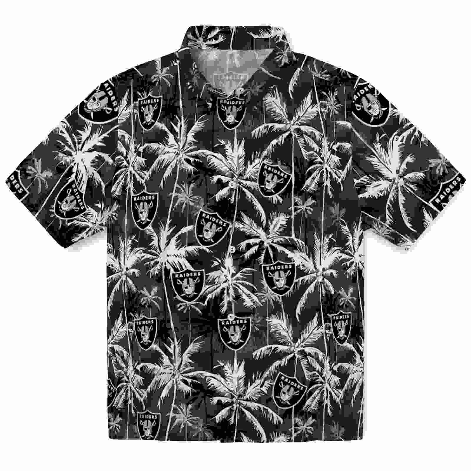 Las Vegas Raiders Palm Pattern Black Hawaiian Shirt