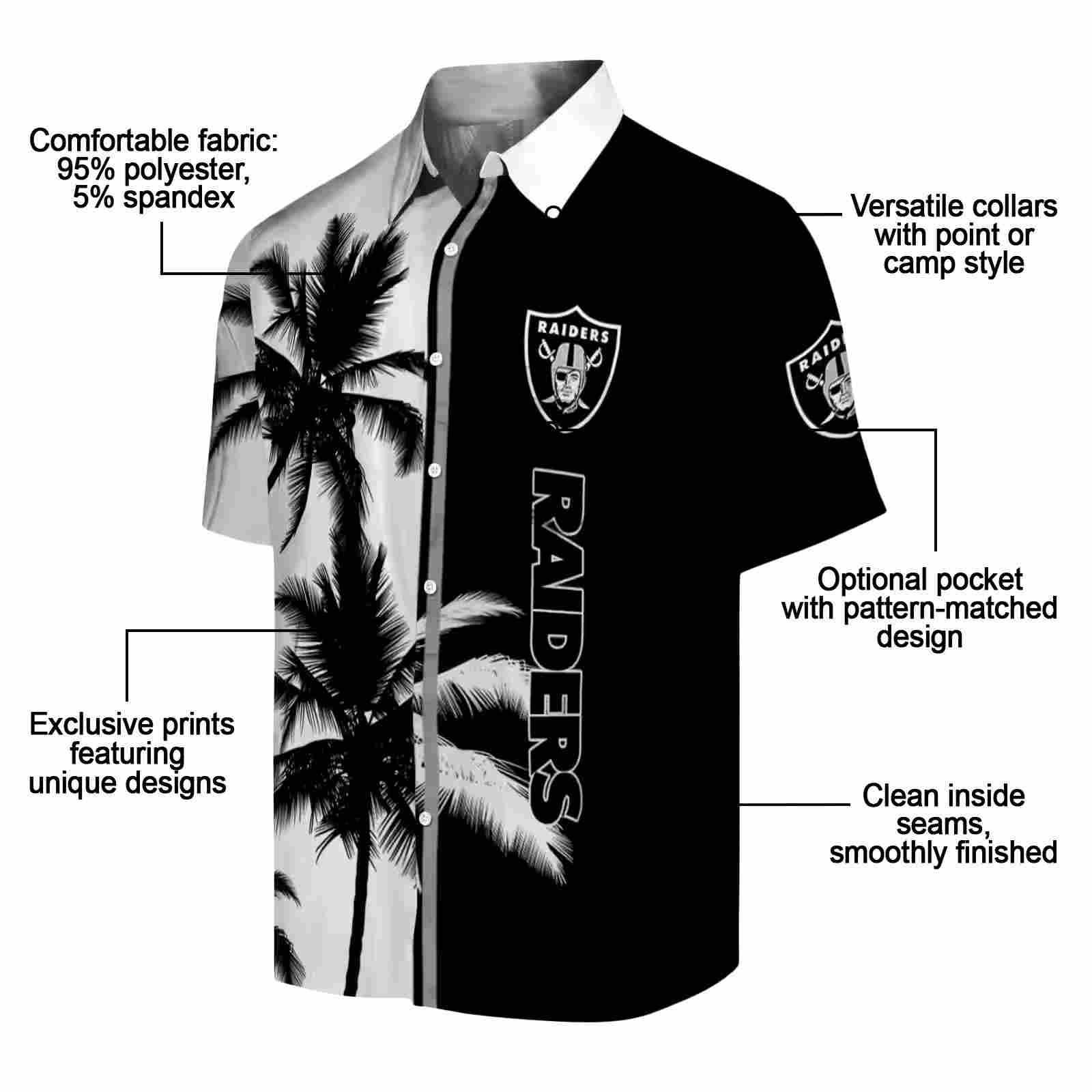 las vegas raiders palm trees black white hawaiian shirt new arrival