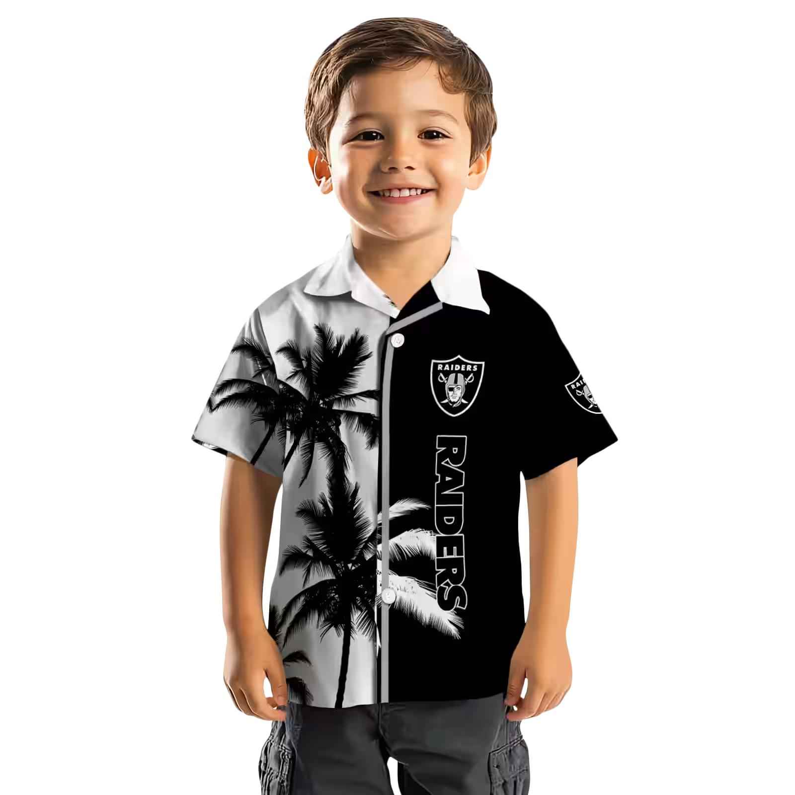 las vegas raiders palm trees black white hawaiian shirt top rated