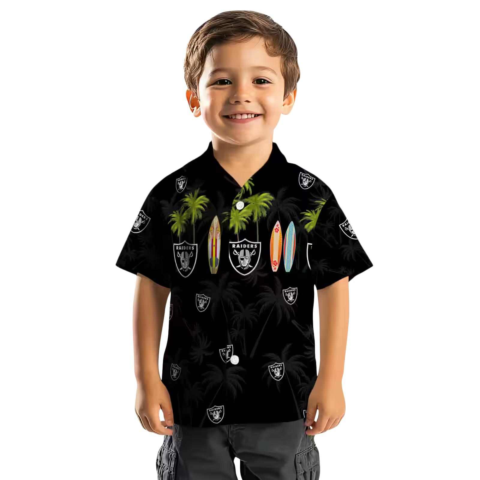 las vegas raiders surfboard palm black hawaiian shirt top rated