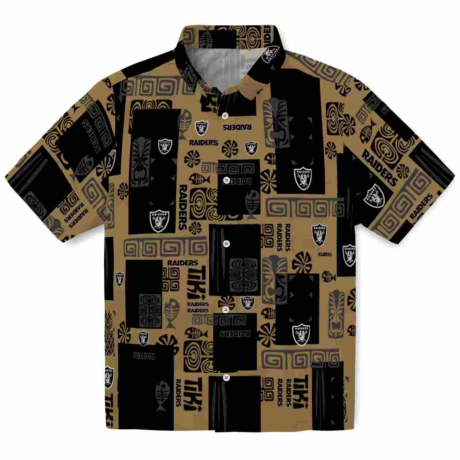 Las Vegas Raiders Tribal Symbols Black Hawaiian Shirt