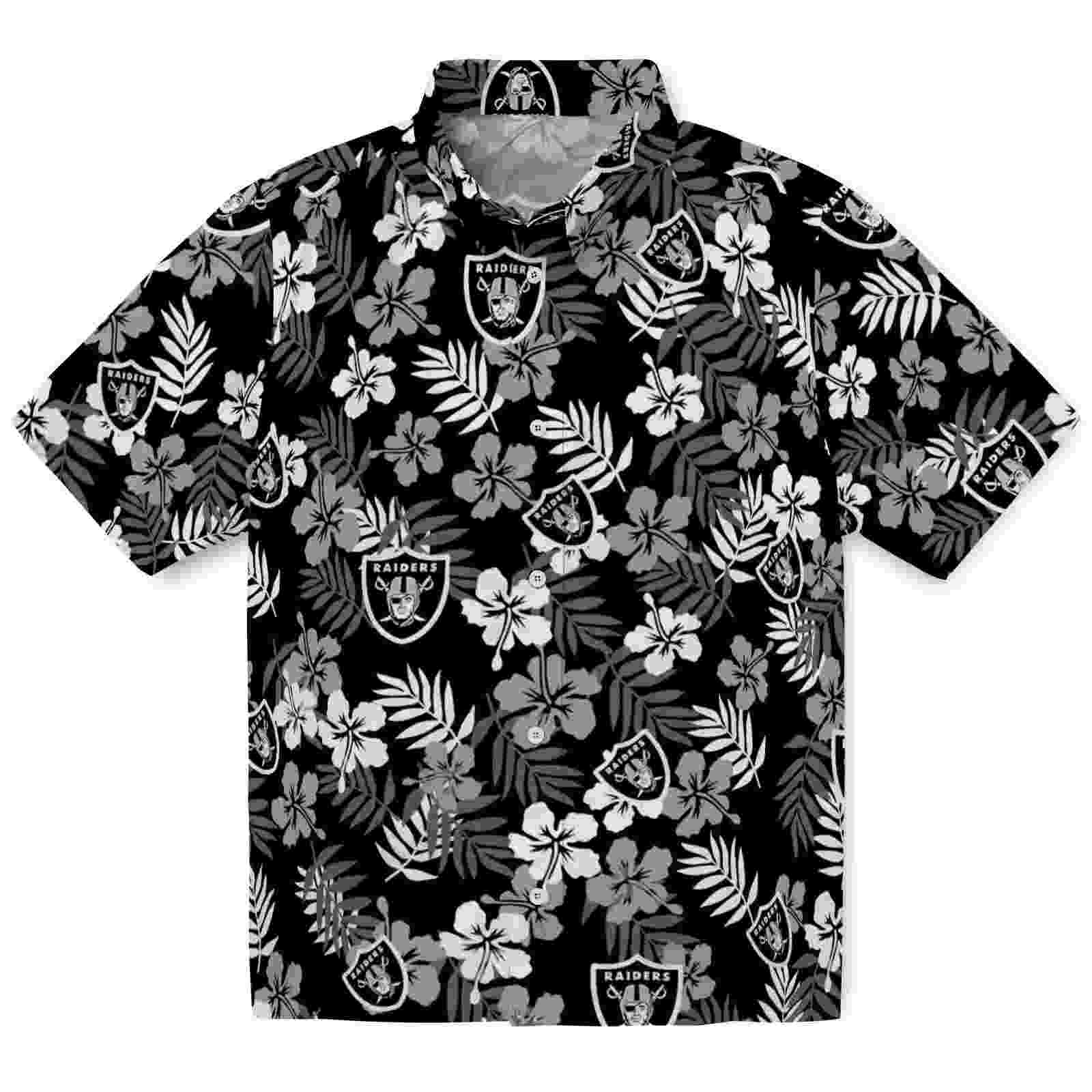 Las Vegas Raiders Tropical Floral Black Hawaiian Shirt