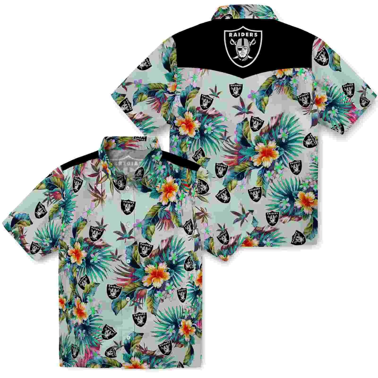 las vegas raiders tropical foliage green hawaiian shirt high quality