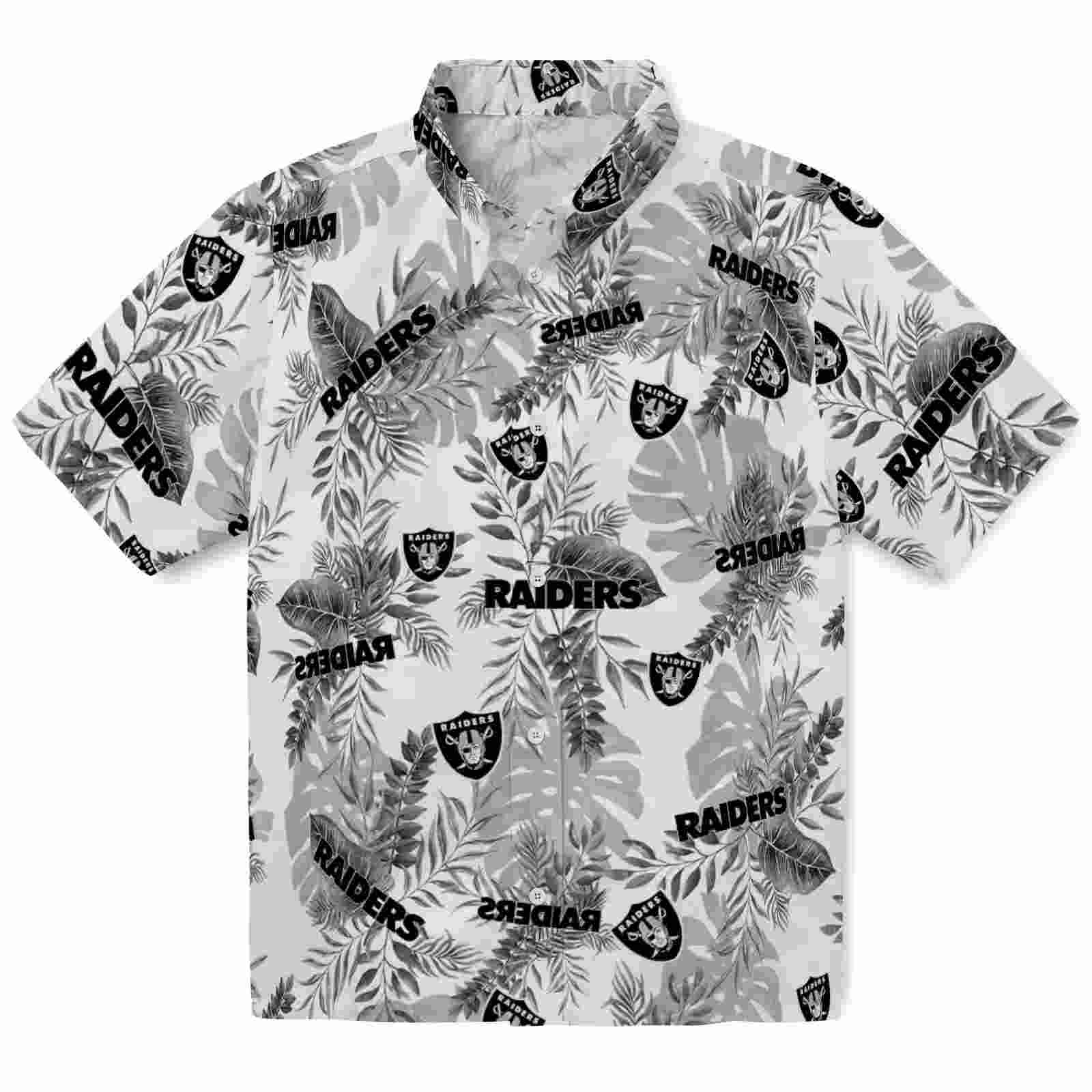 Las Vegas Raiders Tropical Leaves White Hawaiian Shirt