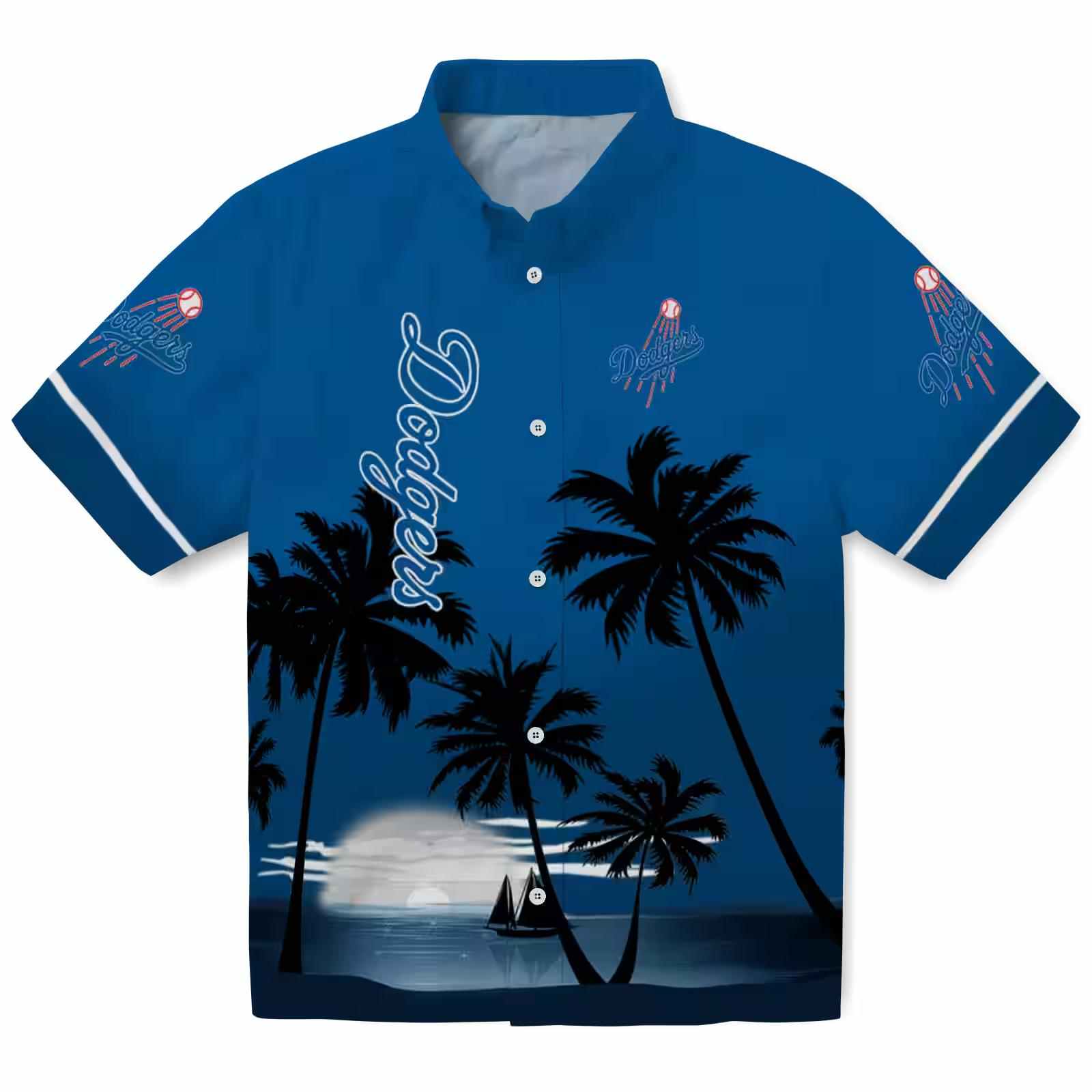 Los Angeles Dodgers Beach Sunset Blue Black Hawaiian Shirt