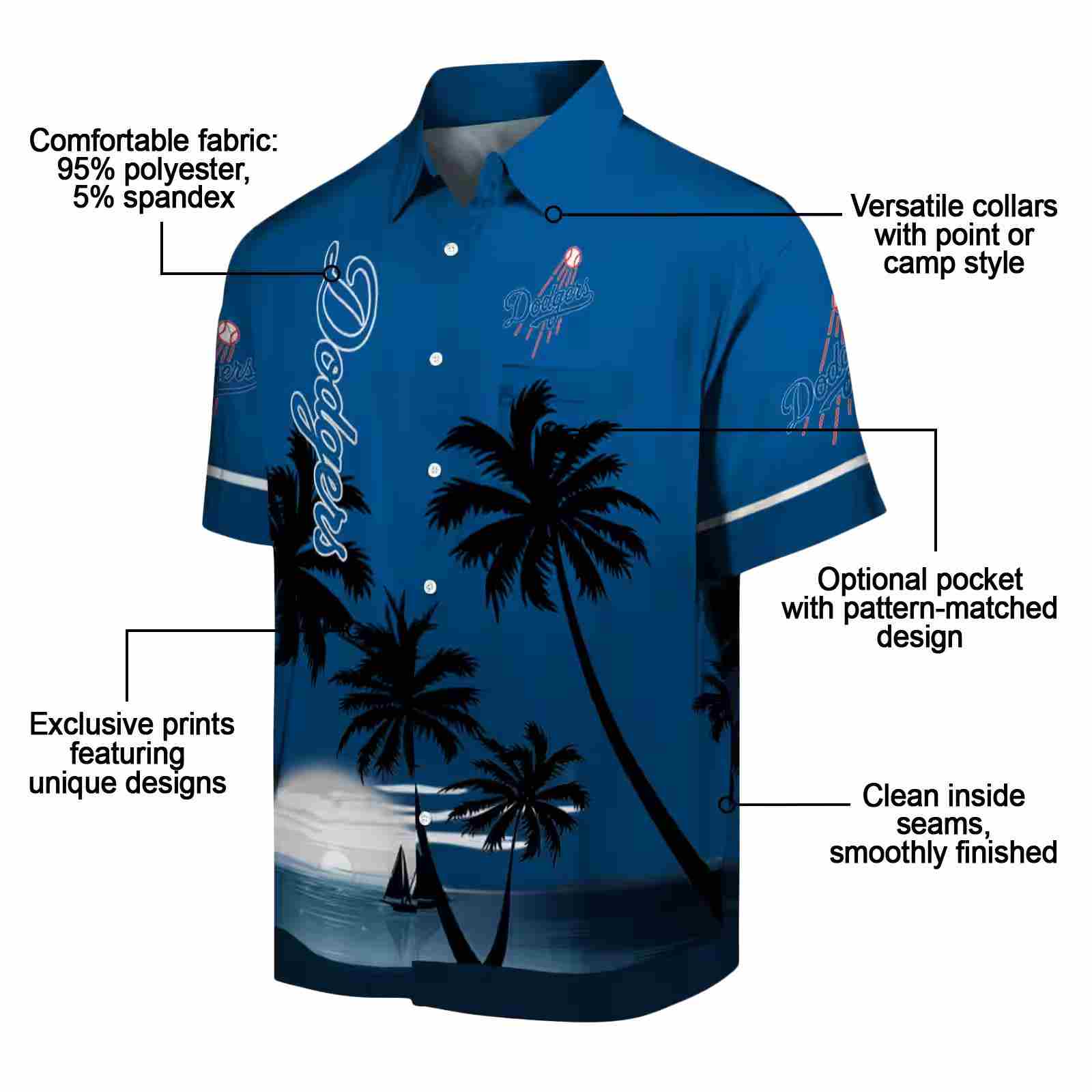 los angeles dodgers beach sunset blue black hawaiian shirt new arrival