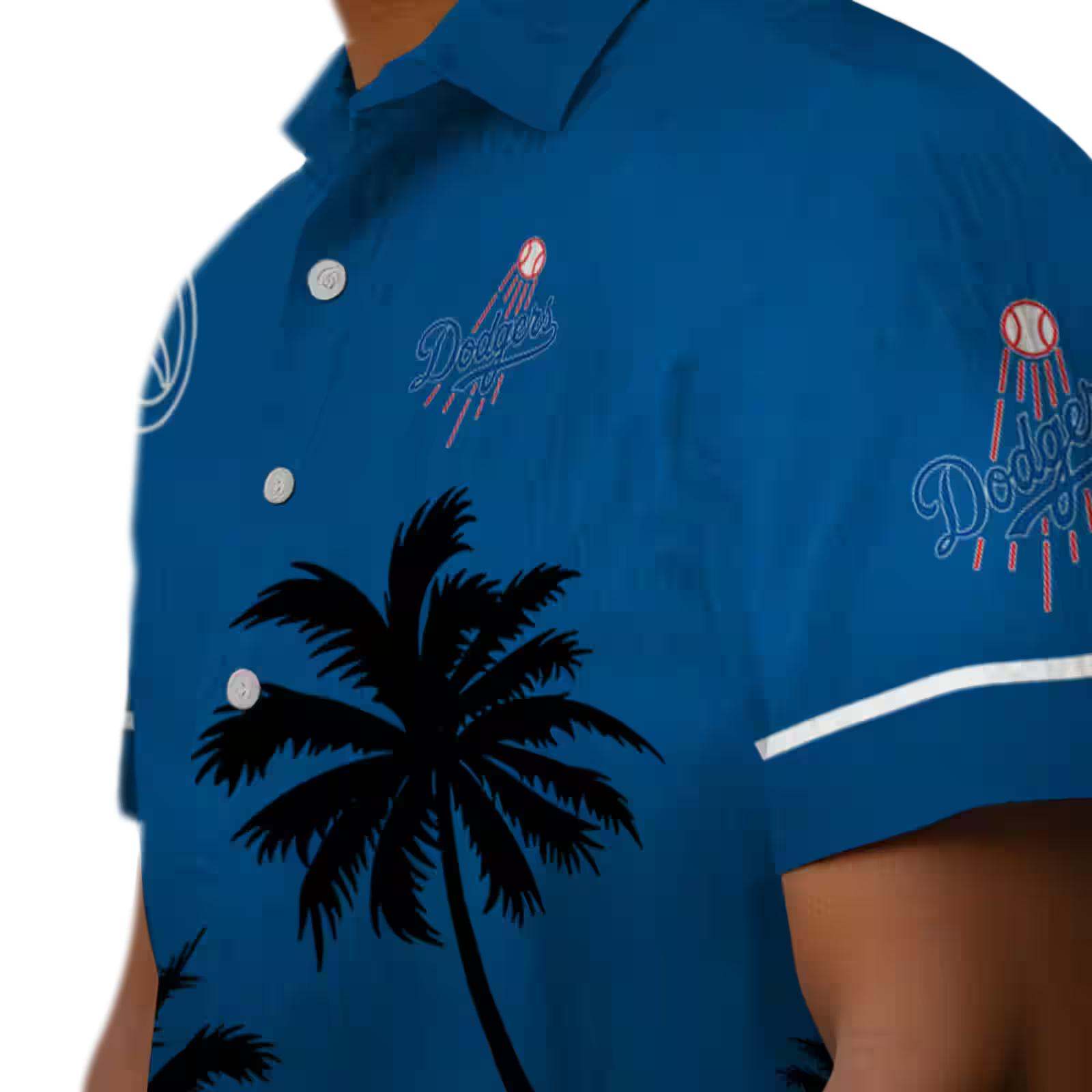 los angeles dodgers beach sunset blue black hawaiian shirt trendy