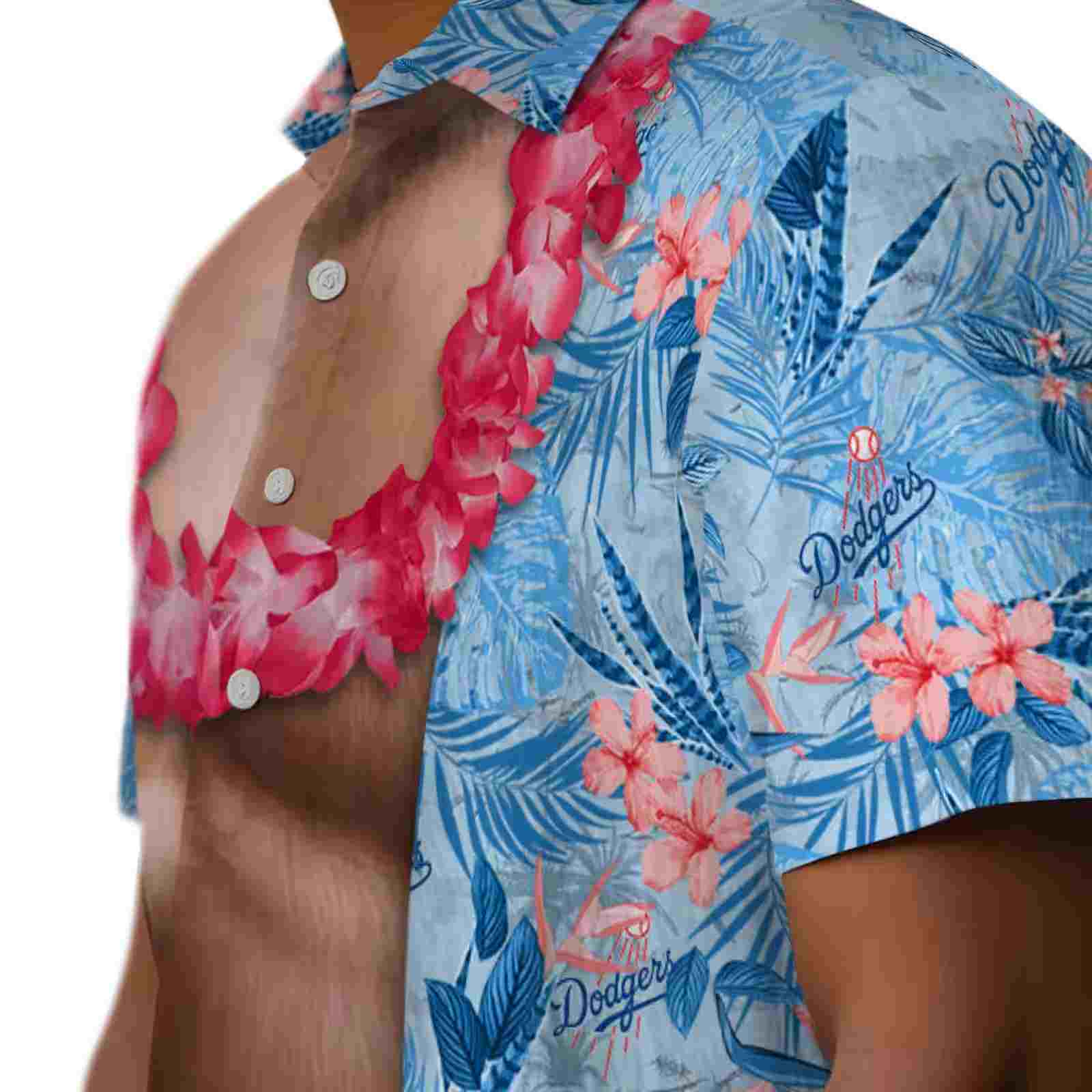 los angeles dodgers chest illusion blue hawaiian shirt trendy