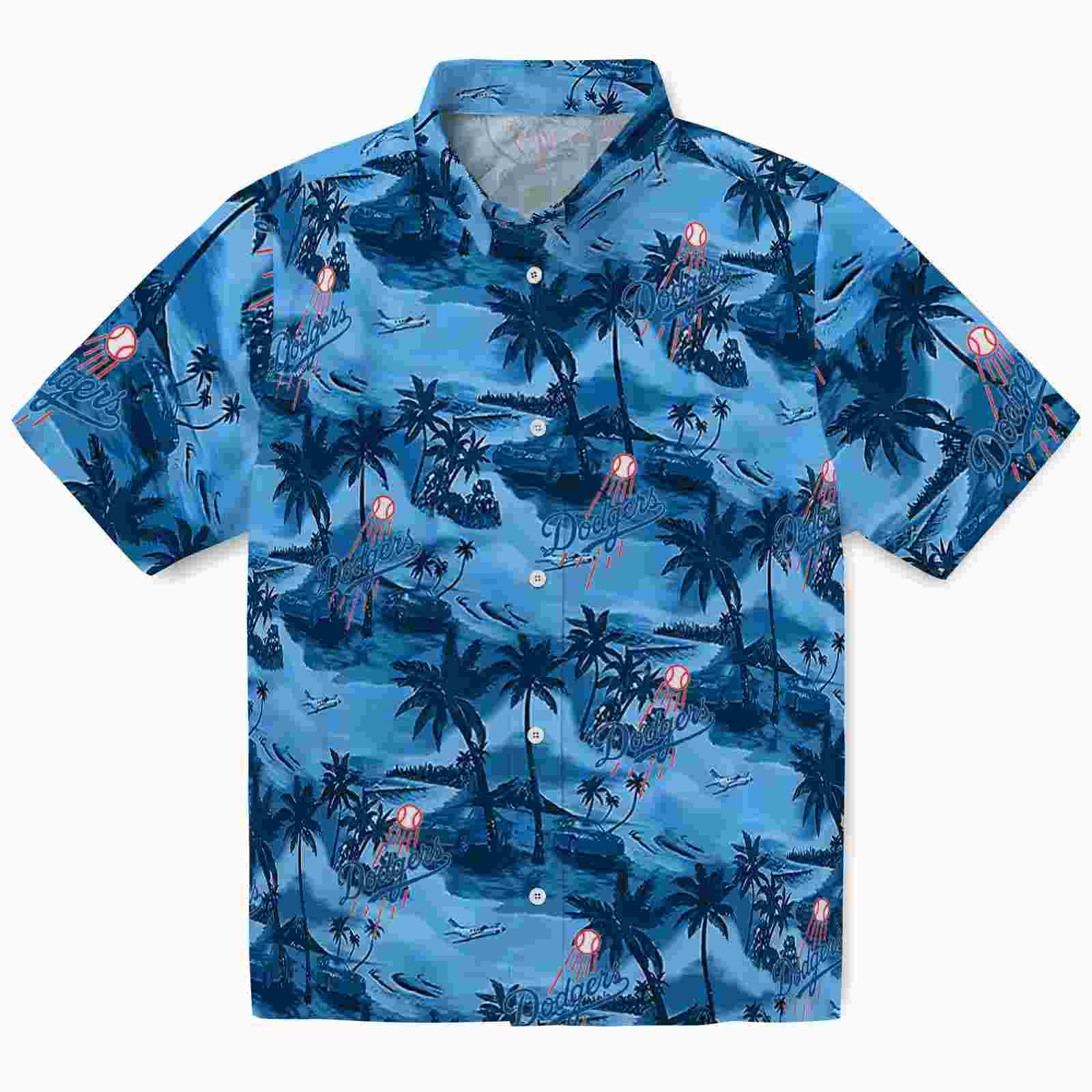 Los Angeles Dodgers Coastal Palms Blue Hawaiian Shirt