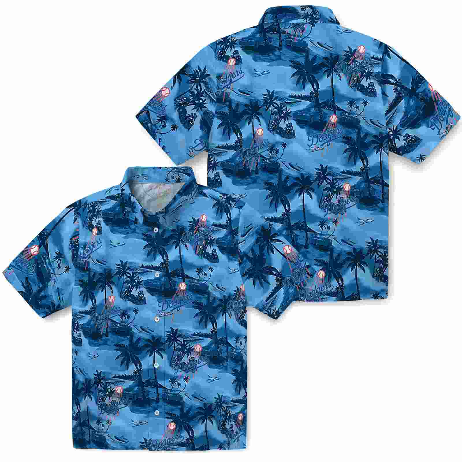 los angeles dodgers coastal palms blue hawaiian shirt high quality