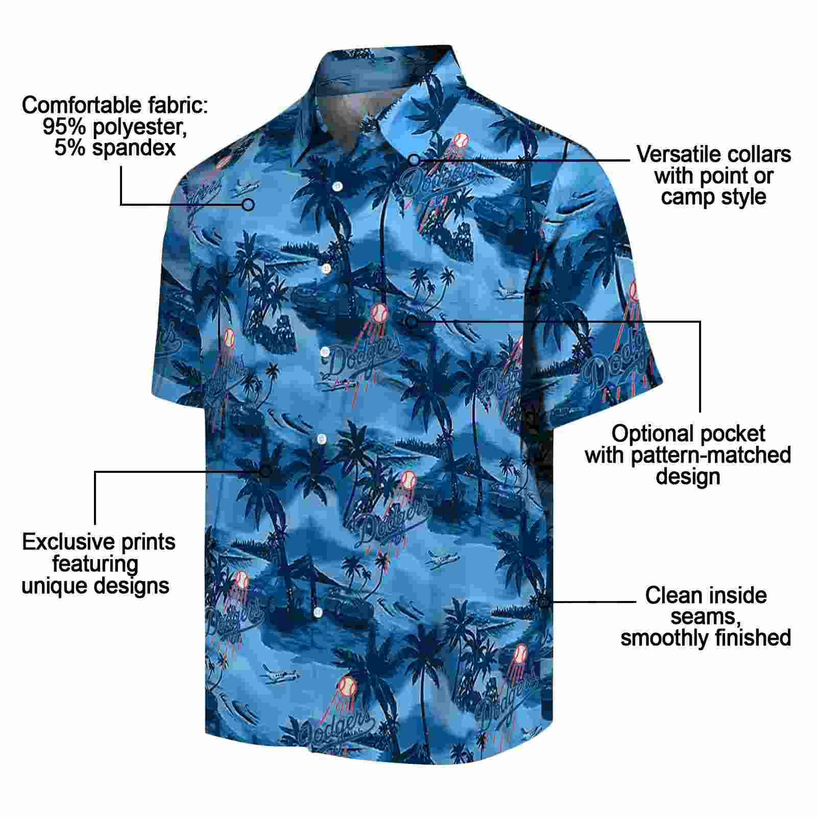 los angeles dodgers coastal palms blue hawaiian shirt new arrival