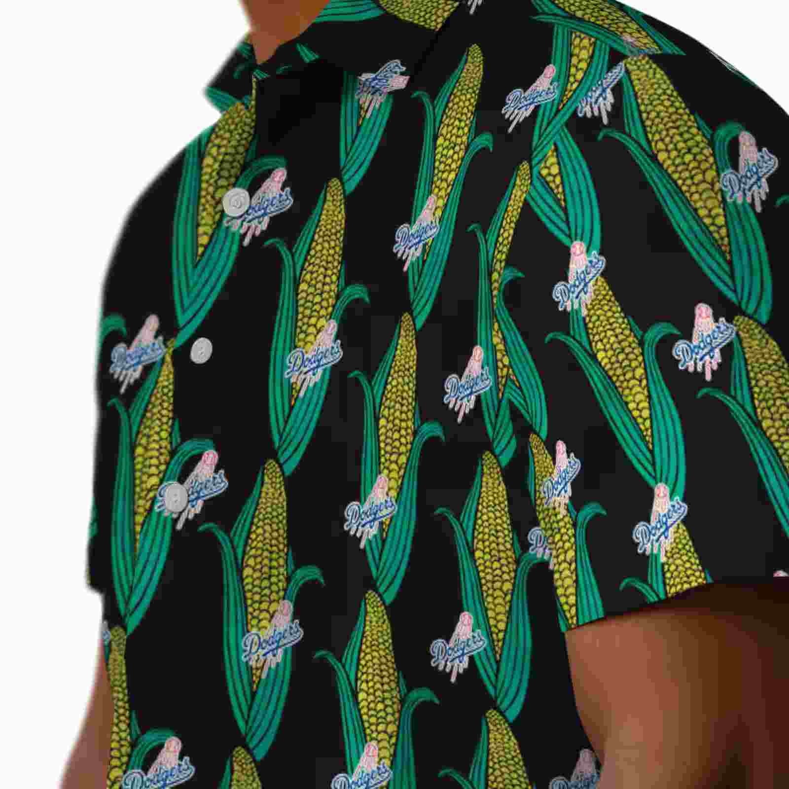 los angeles dodgers corn motifs black green hawaiian shirt trendy