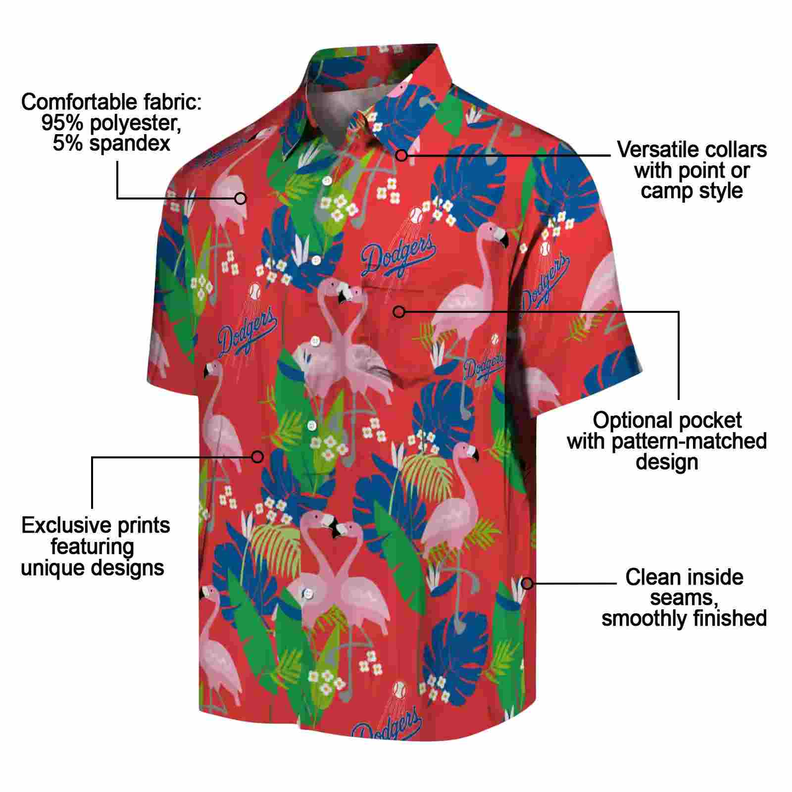 los angeles dodgers flamingo foliage blue green hawaiian shirt new arrival