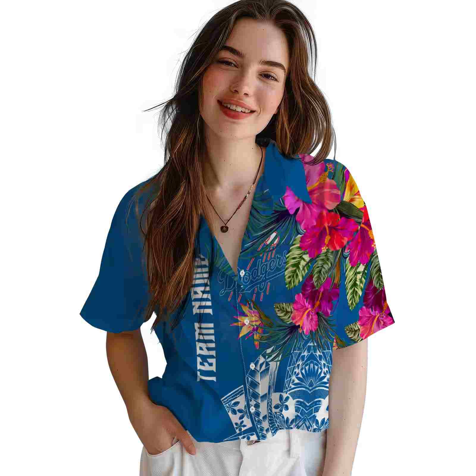 los angeles dodgers floral polynesian blue hawaiian shirt latest model