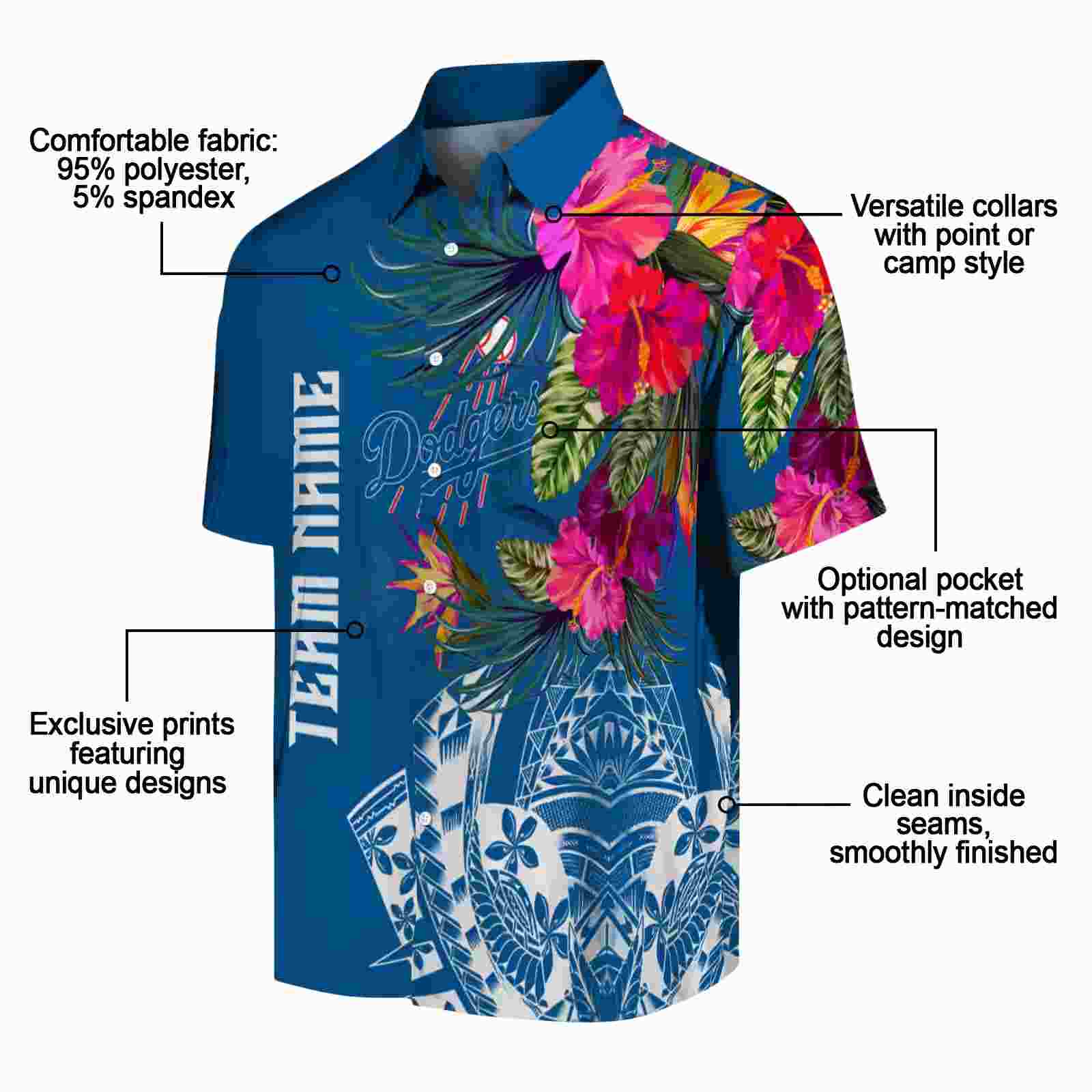 los angeles dodgers floral polynesian blue hawaiian shirt new arrival