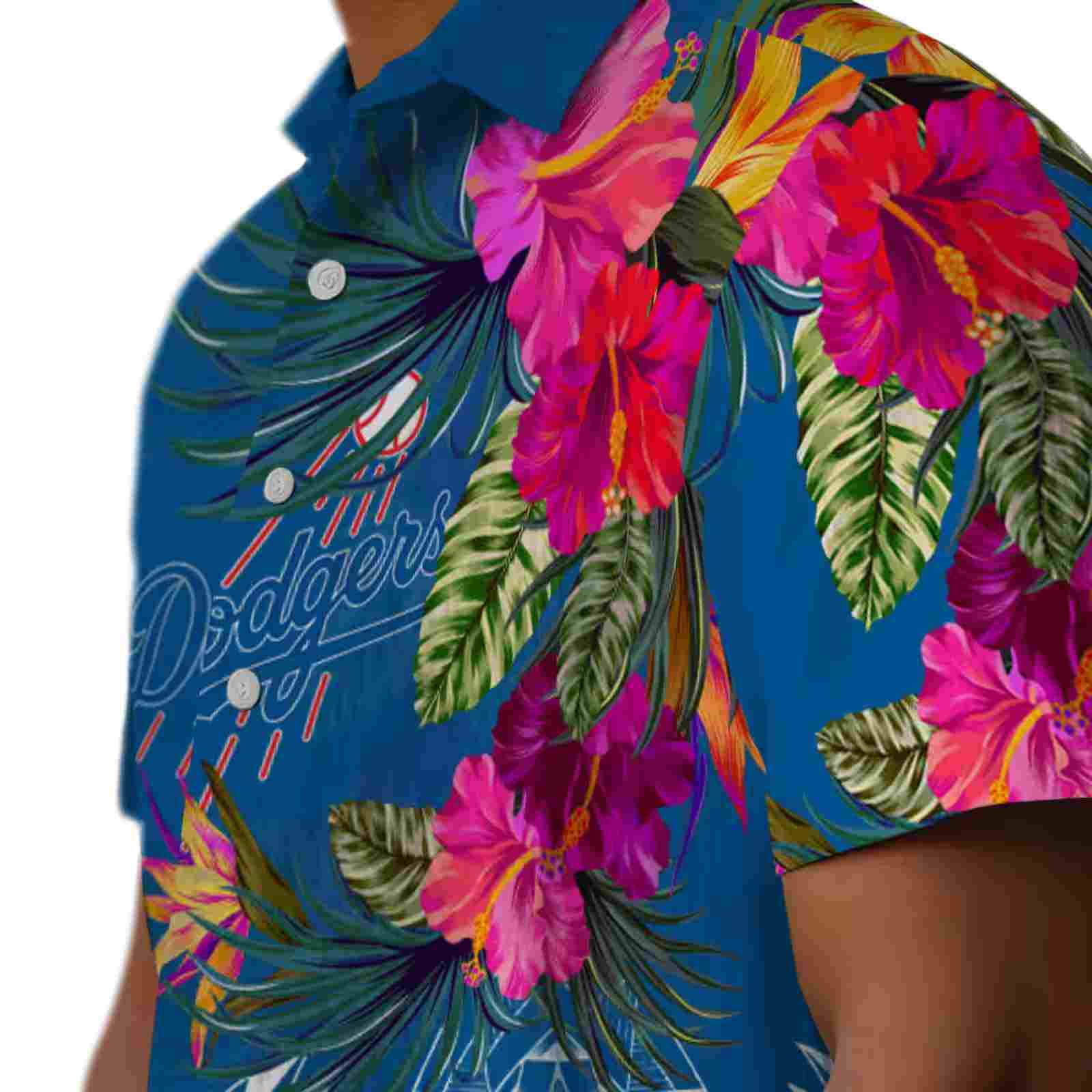 los angeles dodgers floral polynesian blue hawaiian shirt trendy