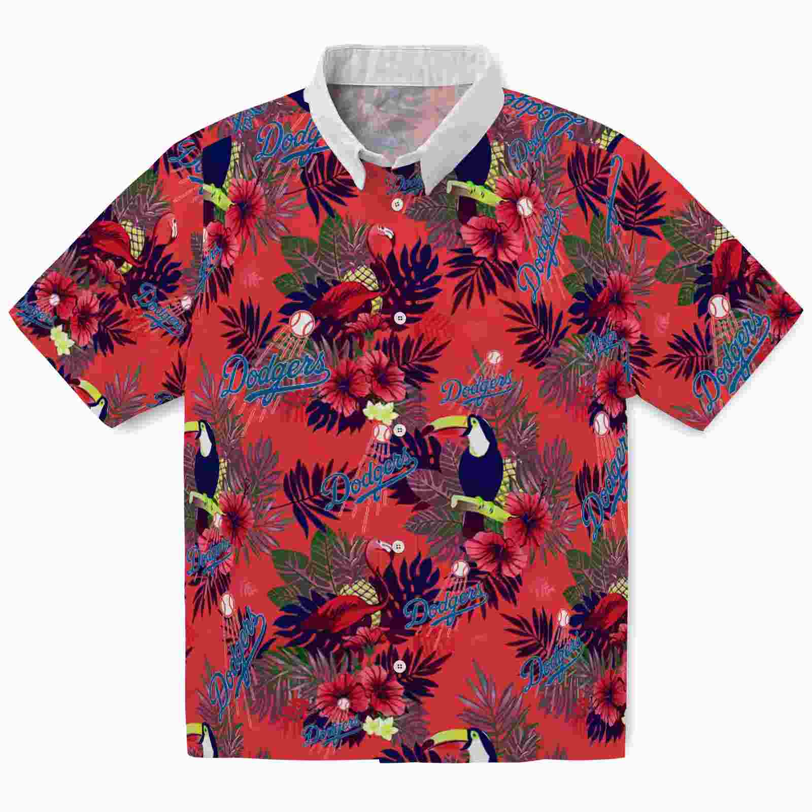 Los Angeles Dodgers Floral Toucan Blue Red Hawaiian Shirt