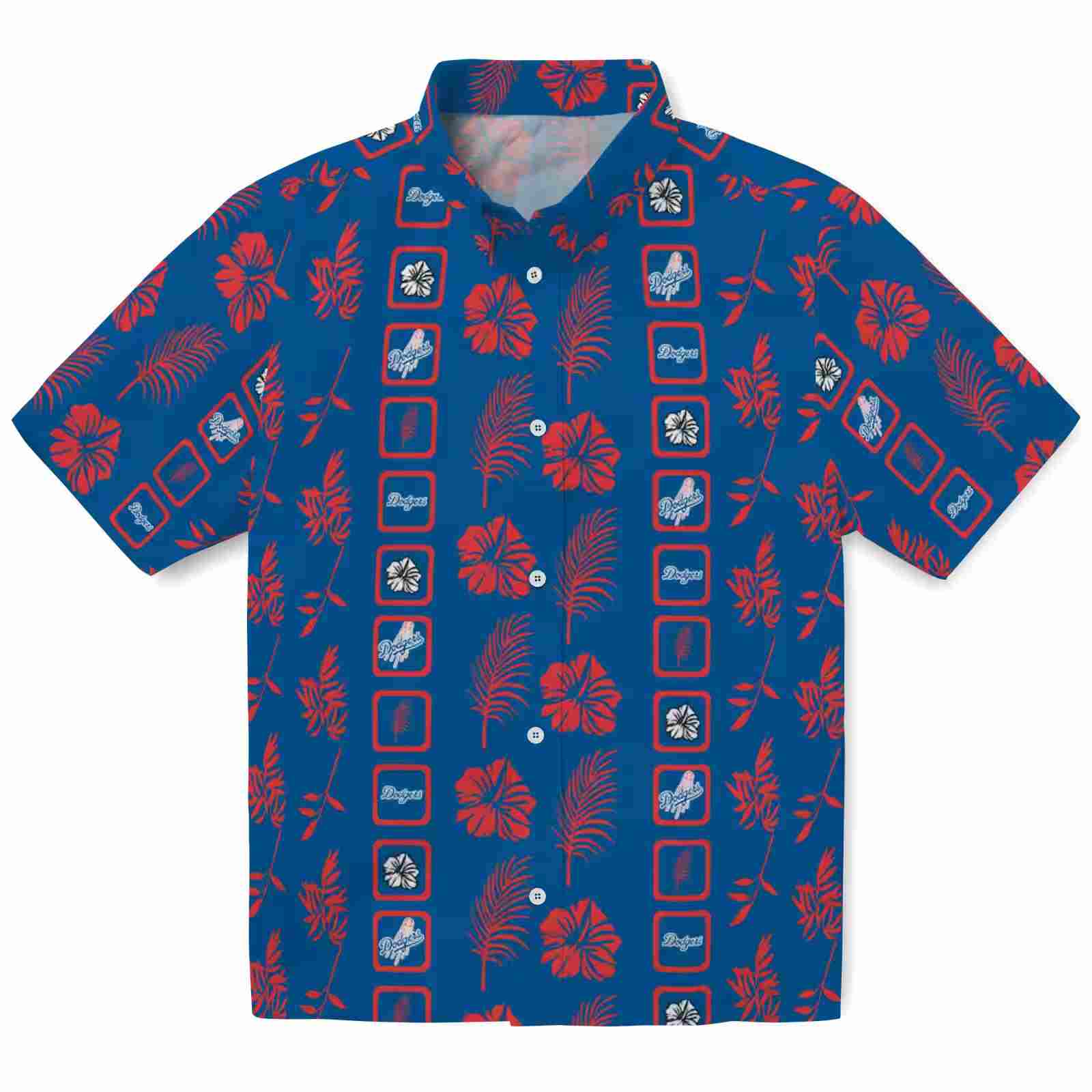 Los Angeles Dodgers Framed Floral Blue Hawaiian Shirt