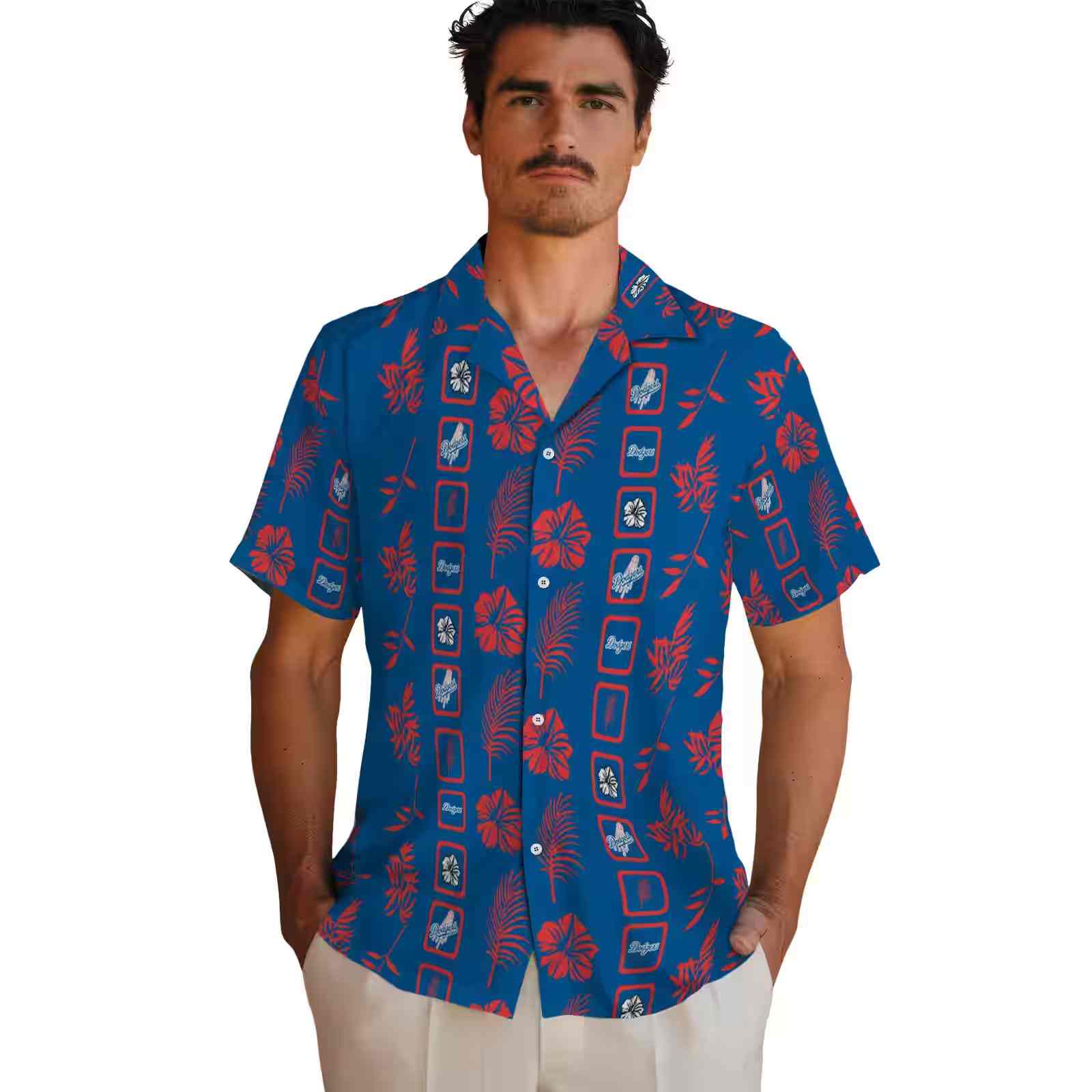 los angeles dodgers framed floral blue hawaiian shirt fashion forward