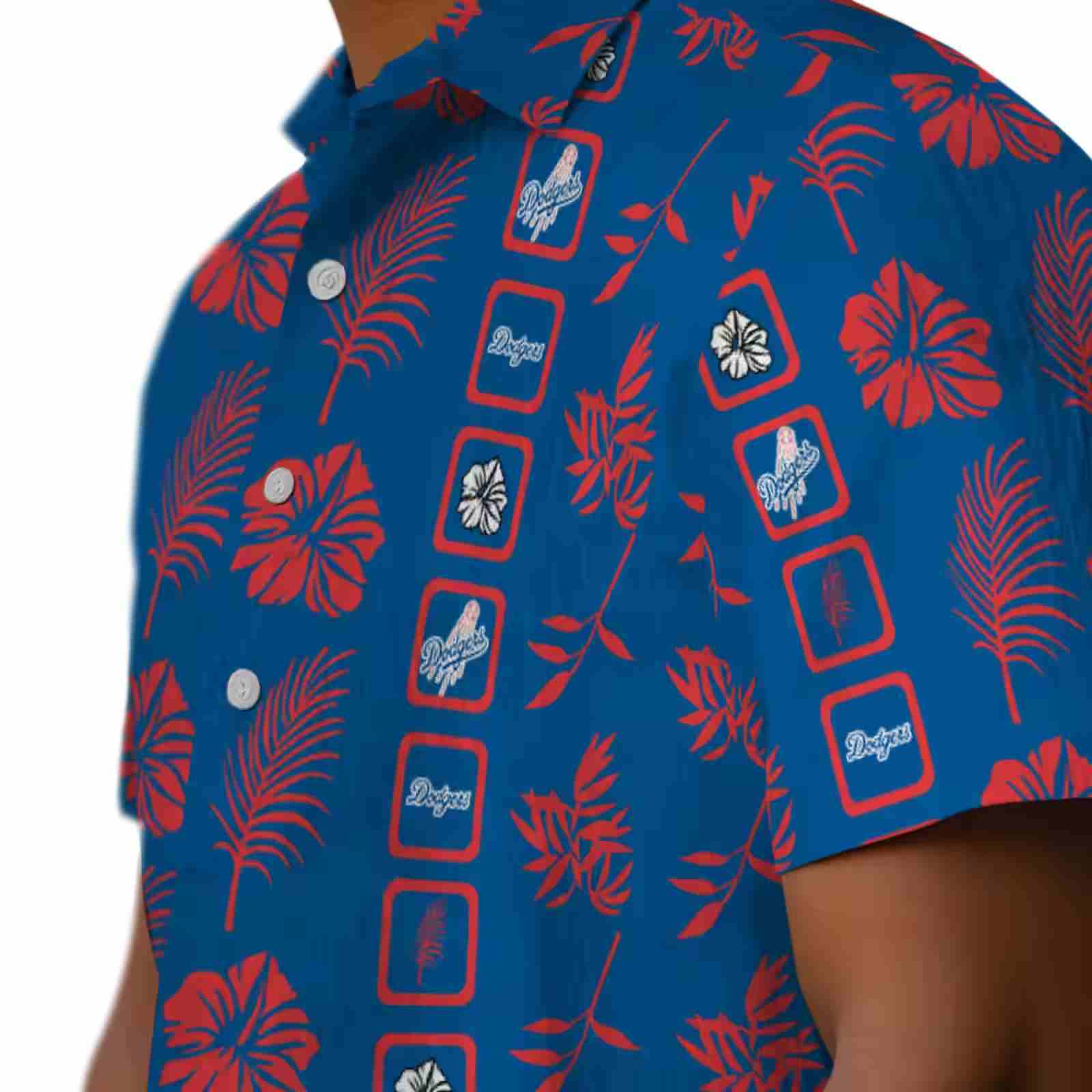 los angeles dodgers framed floral blue hawaiian shirt trendy