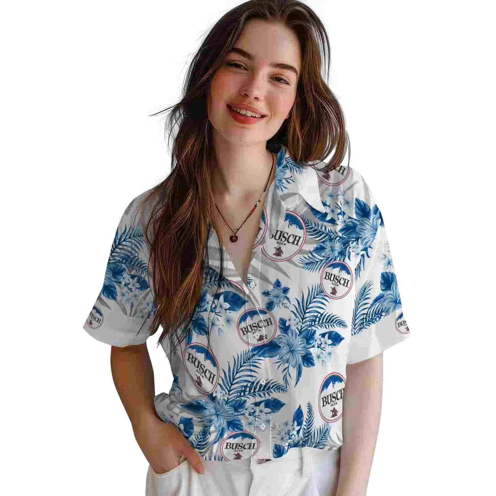 los angeles dodgers hibiscus palm leaves blue white hawaiian shirt latest model