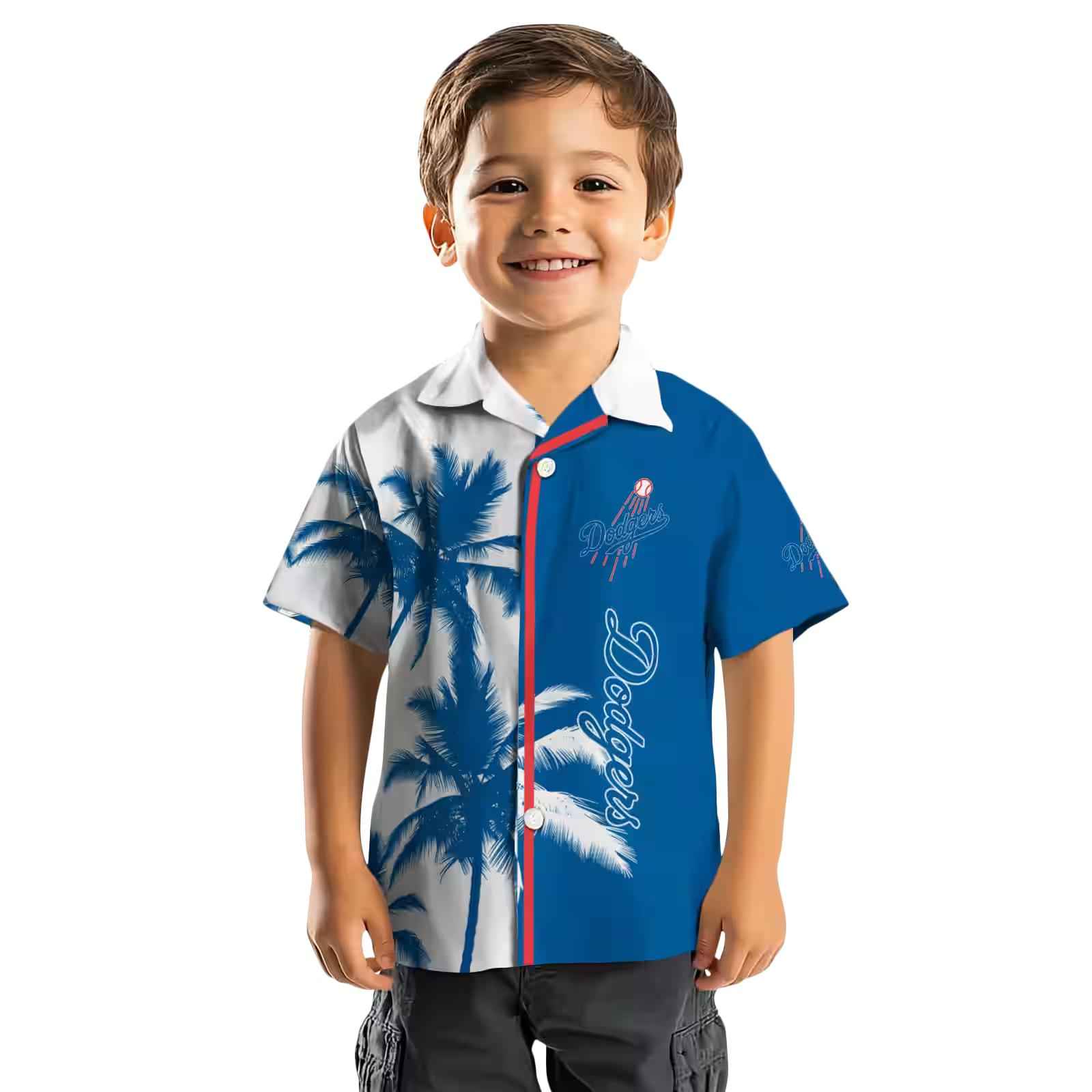 los angeles dodgers palm trees blue white hawaiian shirt top rated