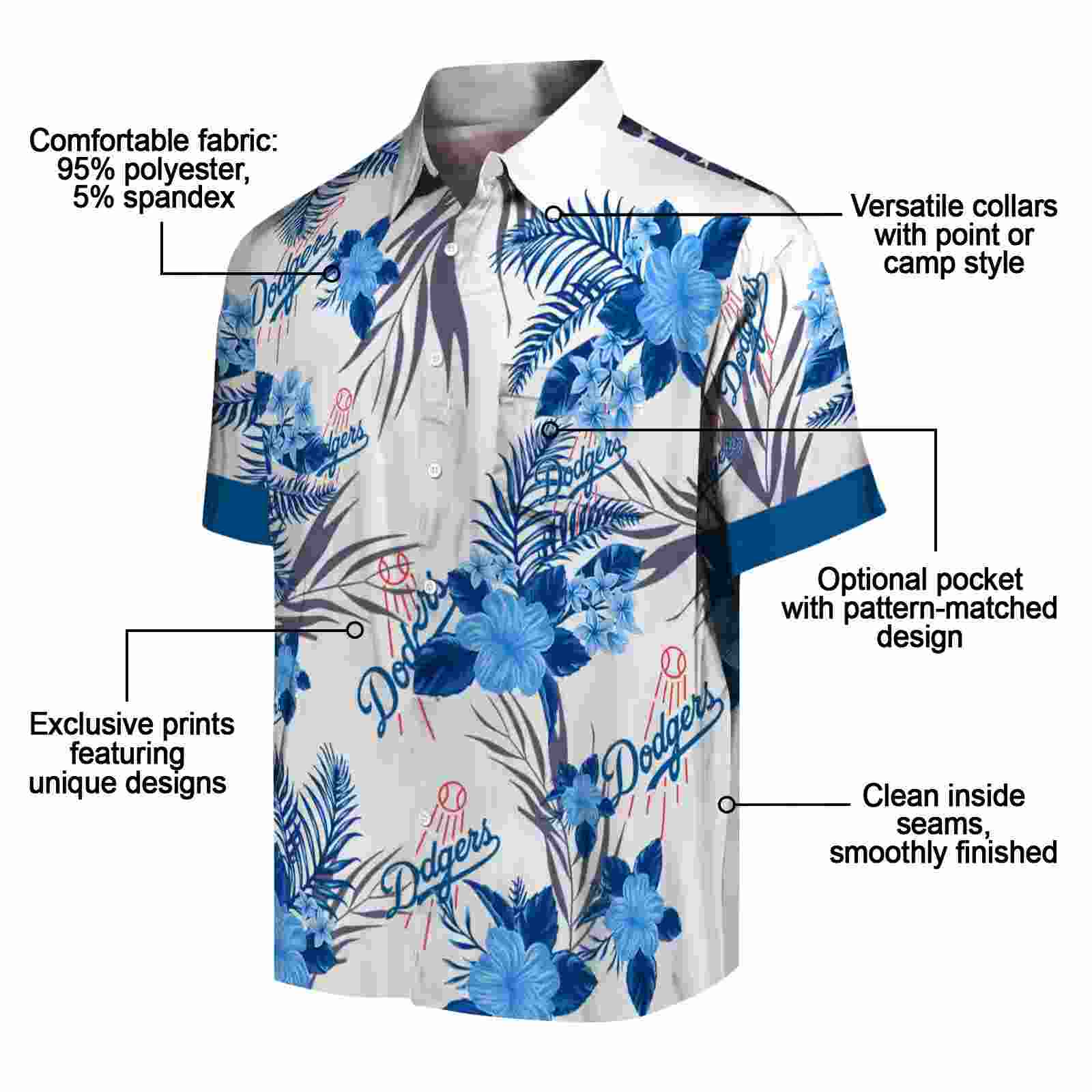 los angeles dodgers patriotic hibiscus design blue white hawaiian shirt new arrival