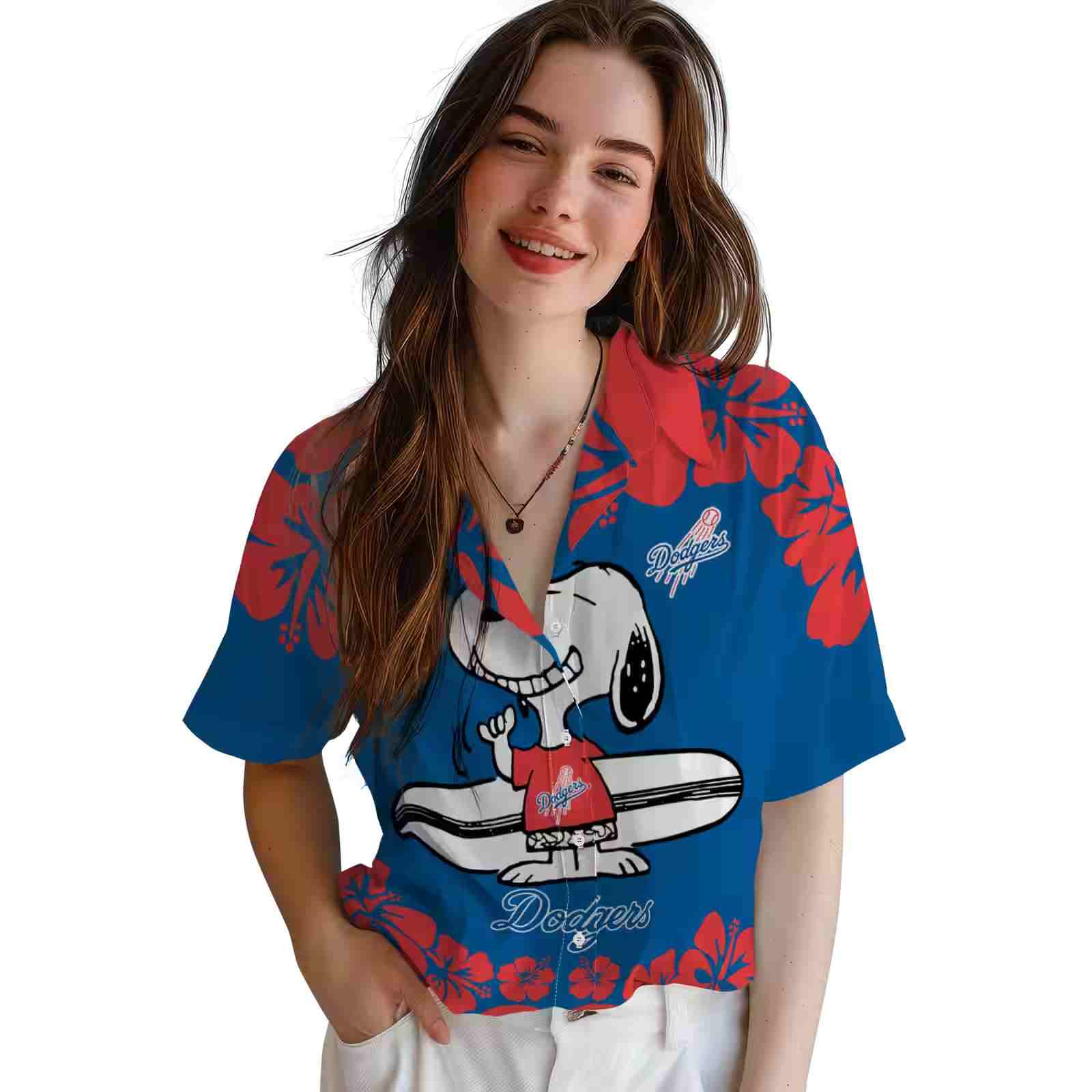 los angeles dodgers snoopy surf blue white hawaiian shirt latest model