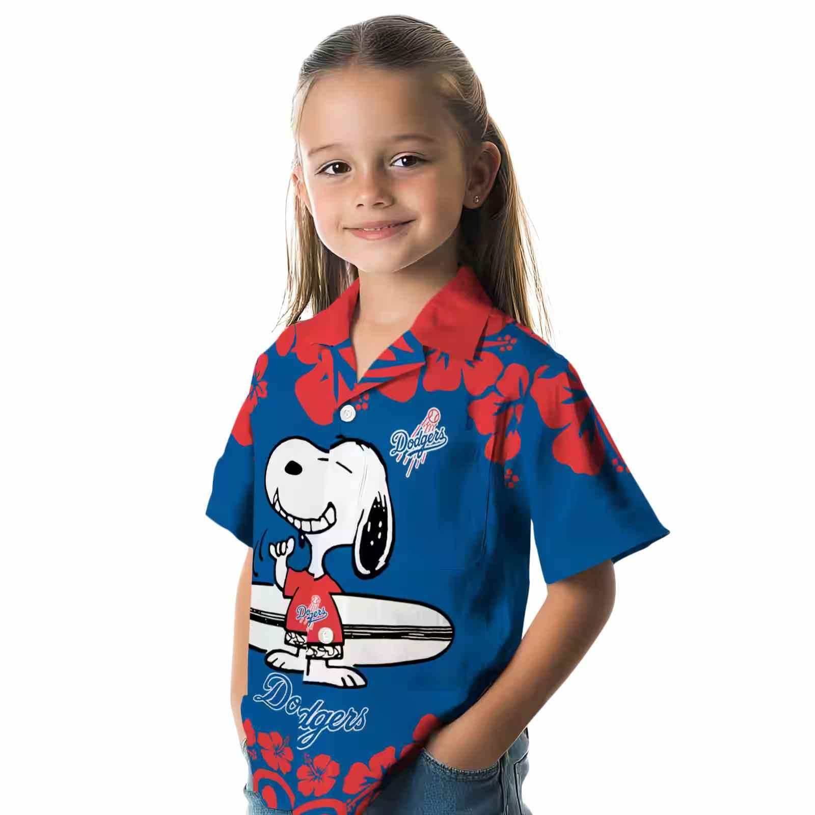 los angeles dodgers snoopy surf blue white hawaiian shirt premium grade