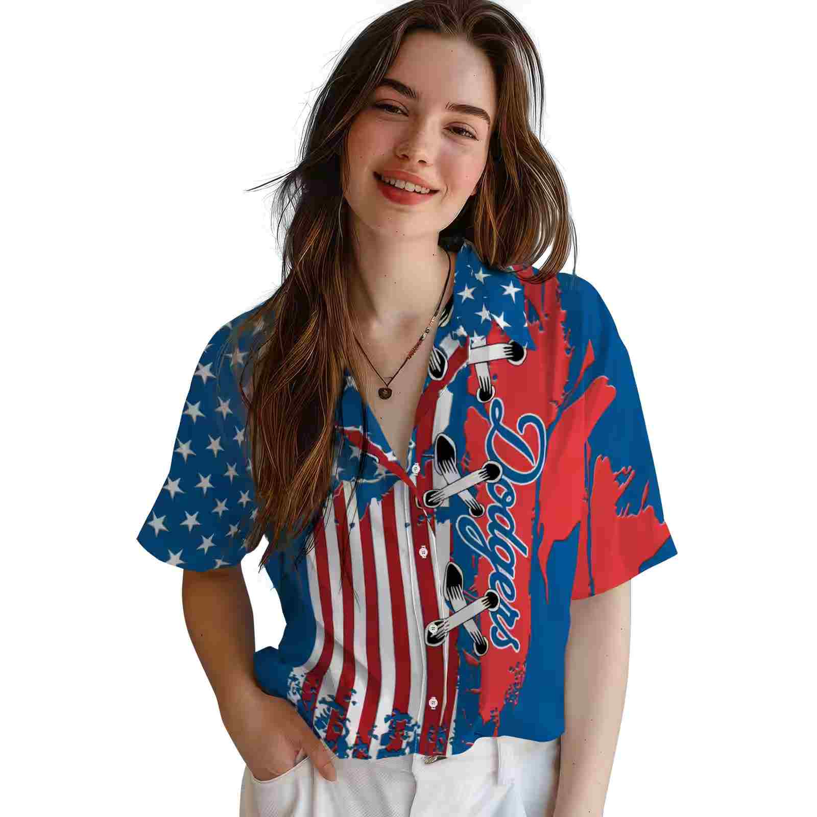 los angeles dodgers stitched flag blue hawaiian shirt latest model