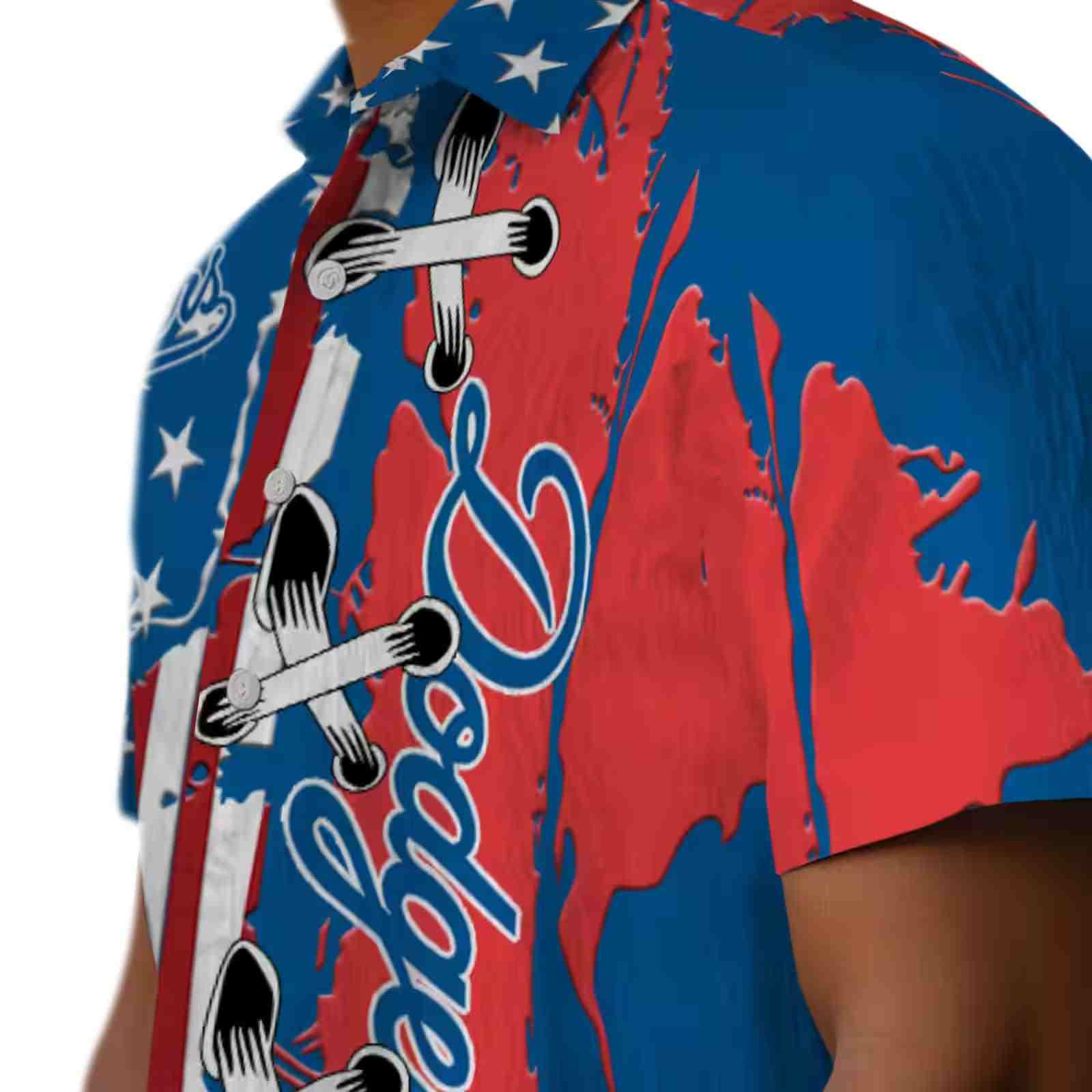 los angeles dodgers stitched flag blue hawaiian shirt trendy