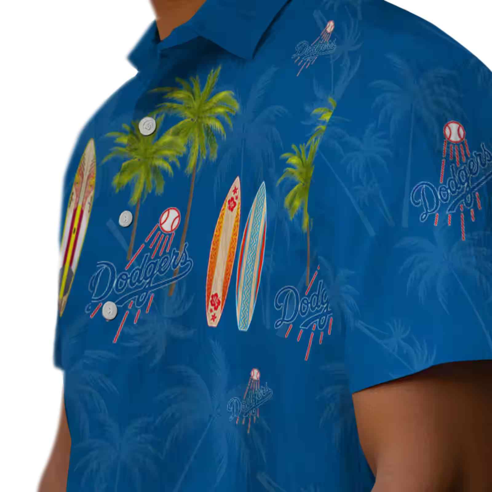 los angeles dodgers surfboard palm blue hawaiian shirt trendy