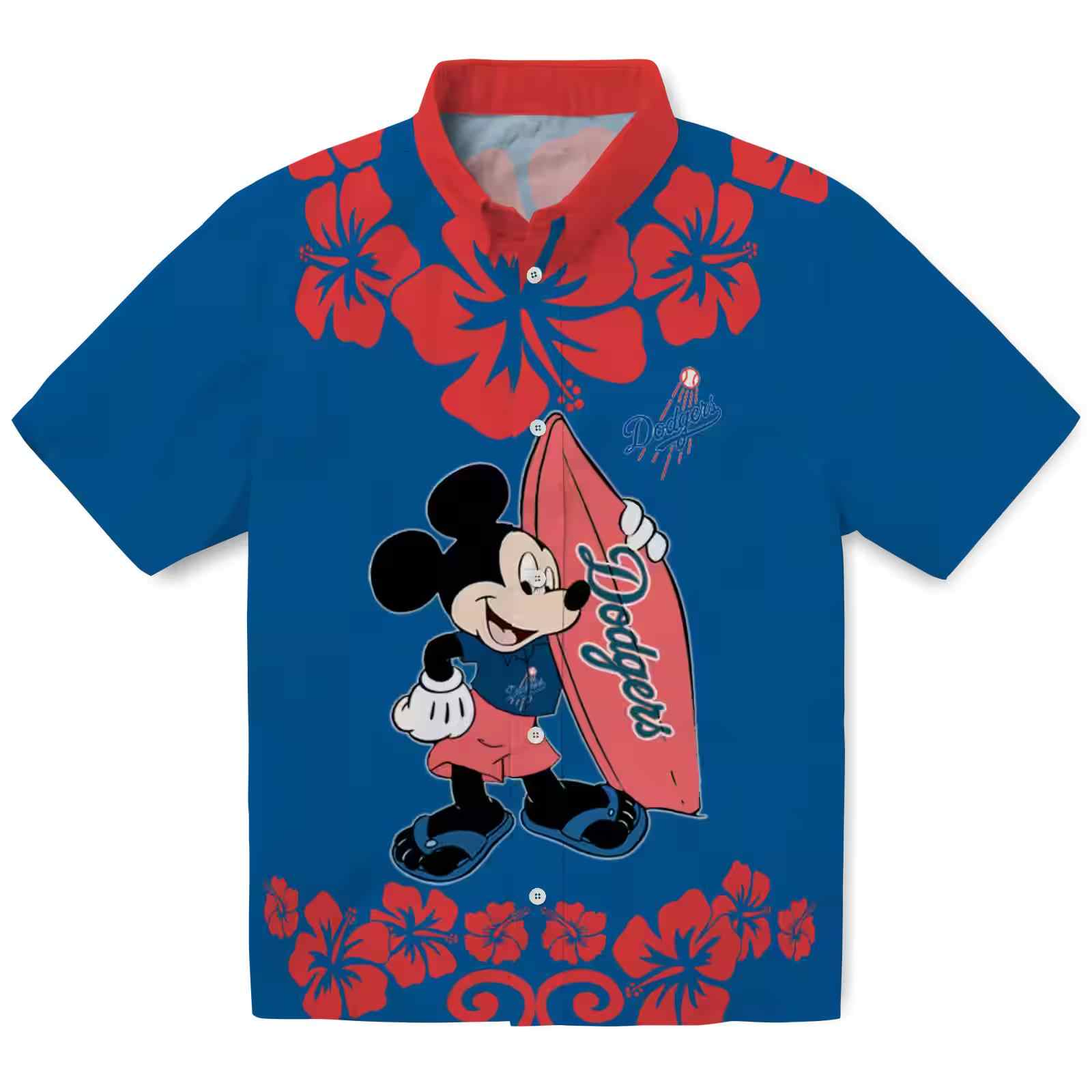 Los Angeles Dodgers Surfing Mickey Blue Hawaiian Shirt