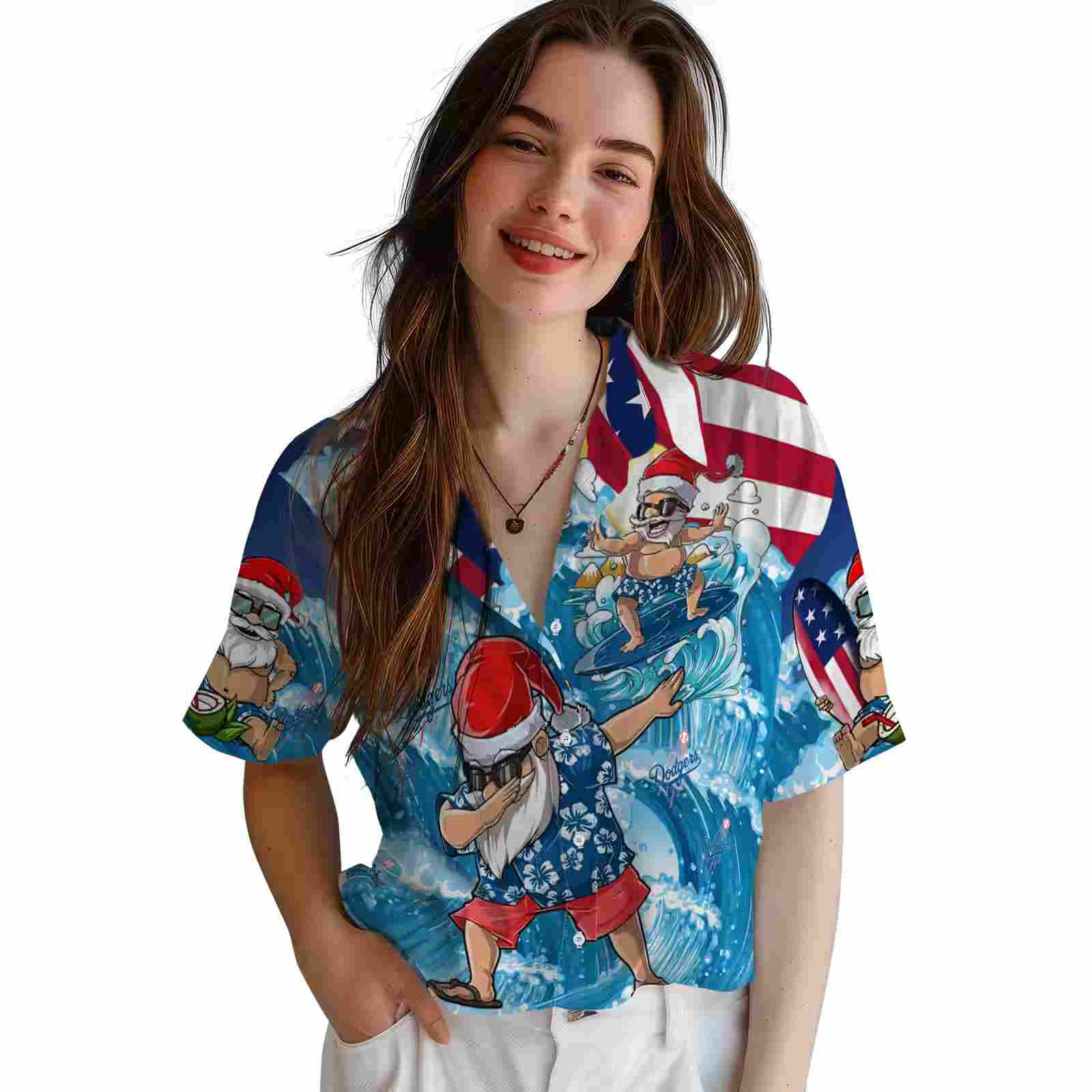 los angeles dodgers surfing santa blue hawaiian shirt latest model