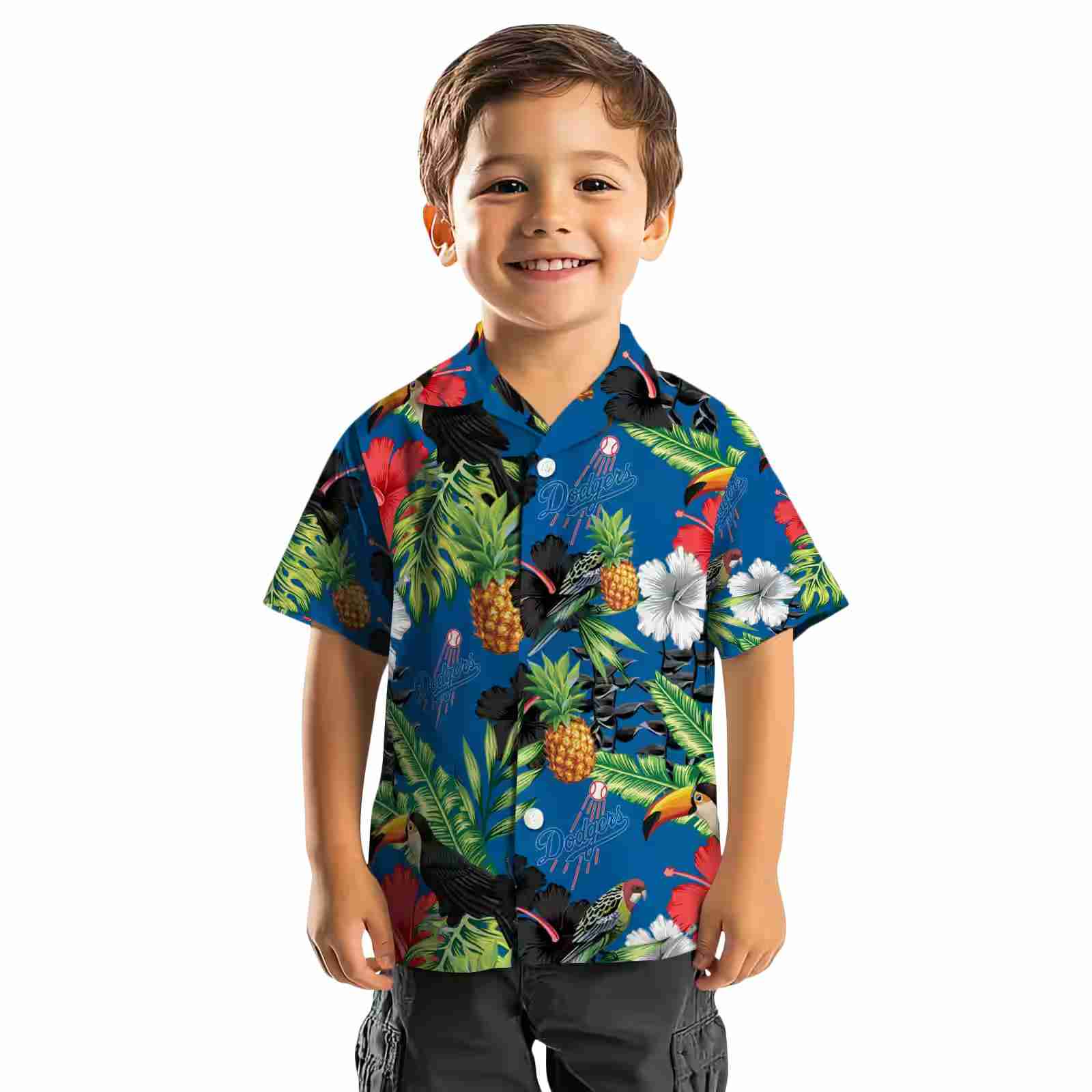 los angeles dodgers toucan hibiscus pineapple blue green hawaiian shirt top rated