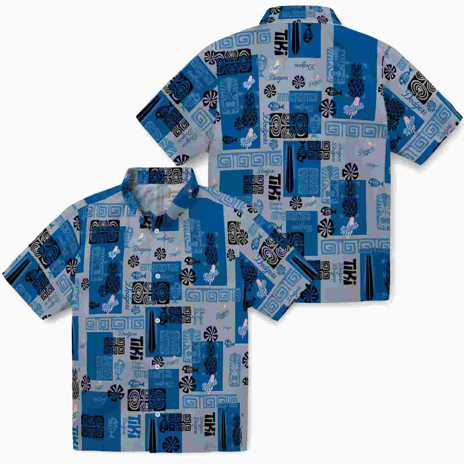 los angeles dodgers tribal symbols blue hawaiian shirt high quality