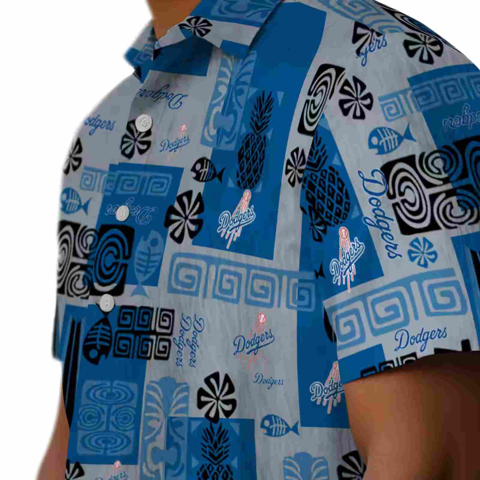 los angeles dodgers tribal symbols blue hawaiian shirt trendy