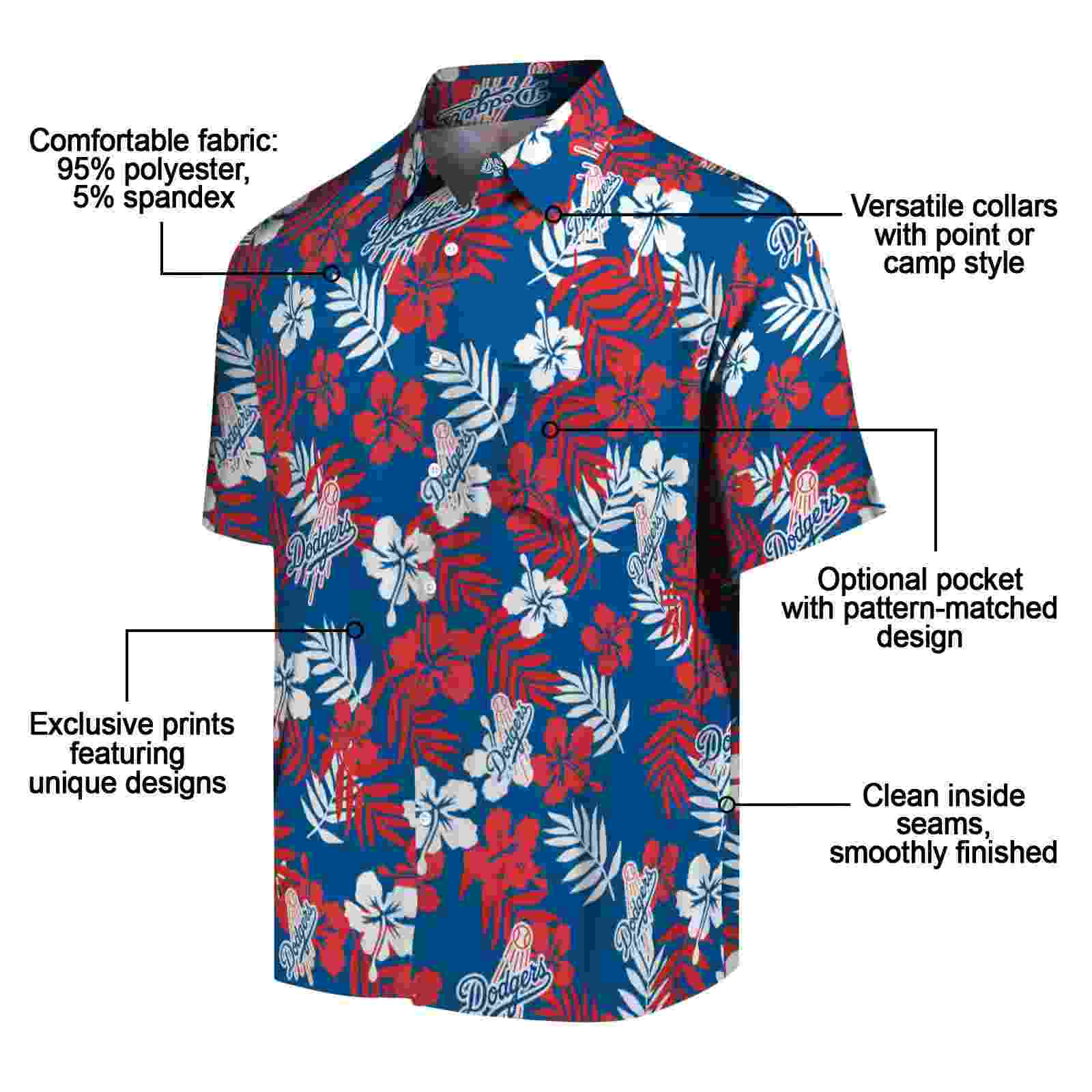 los angeles dodgers tropical floral blue hawaiian shirt new arrival