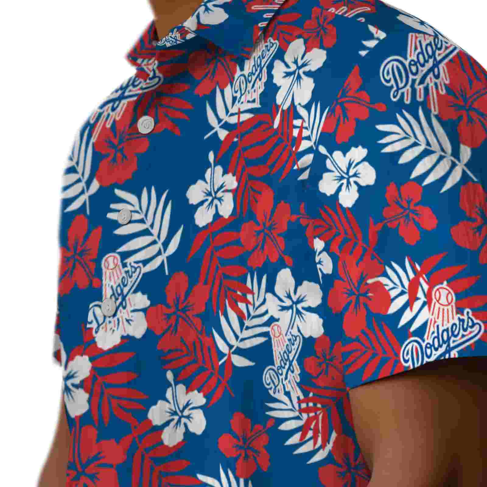 los angeles dodgers tropical floral blue hawaiian shirt trendy