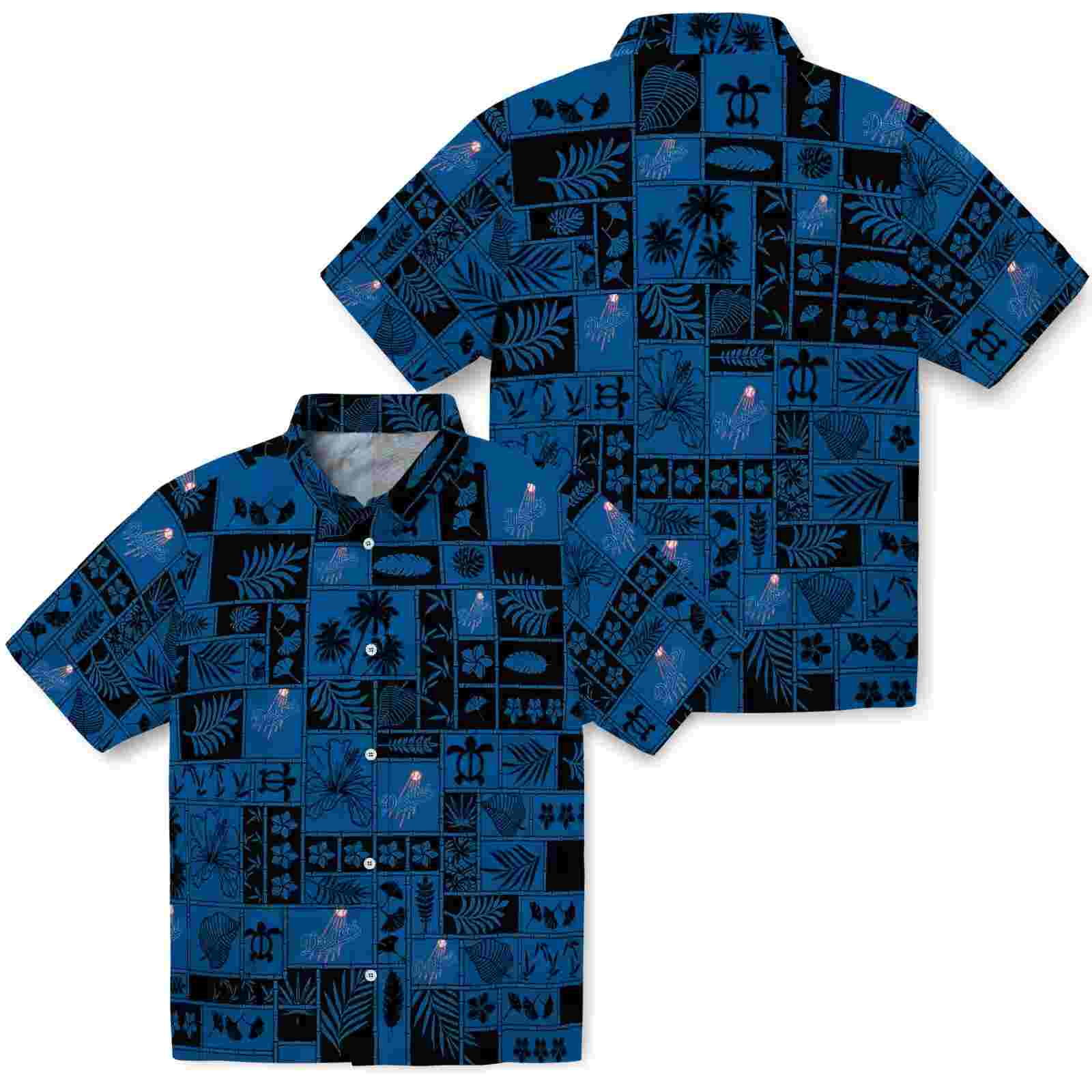 los angeles dodgers tropical patchwork blue black hawaiian shirt high quality