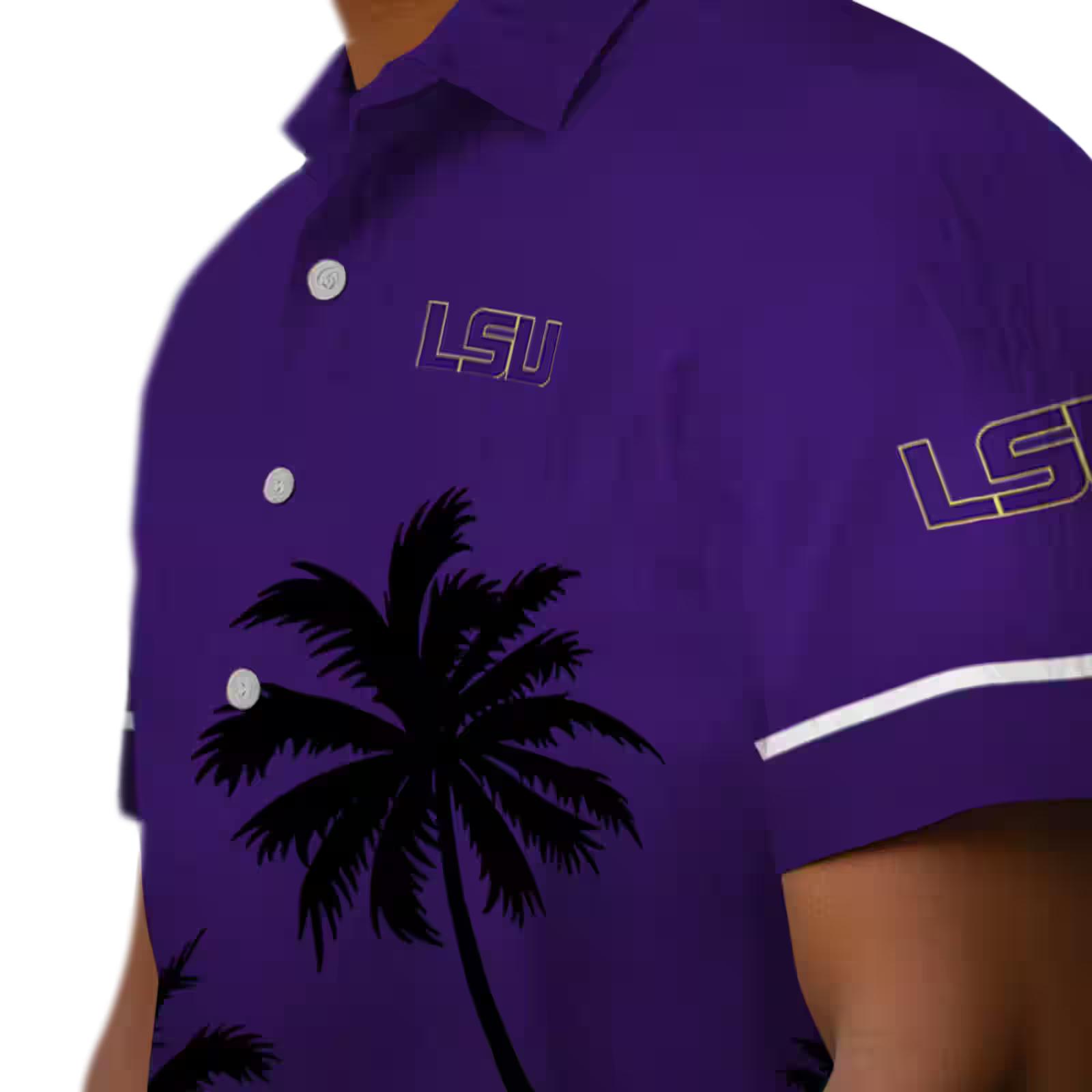 lsu tigers beach sunset purple black hawaiian shirt trendy