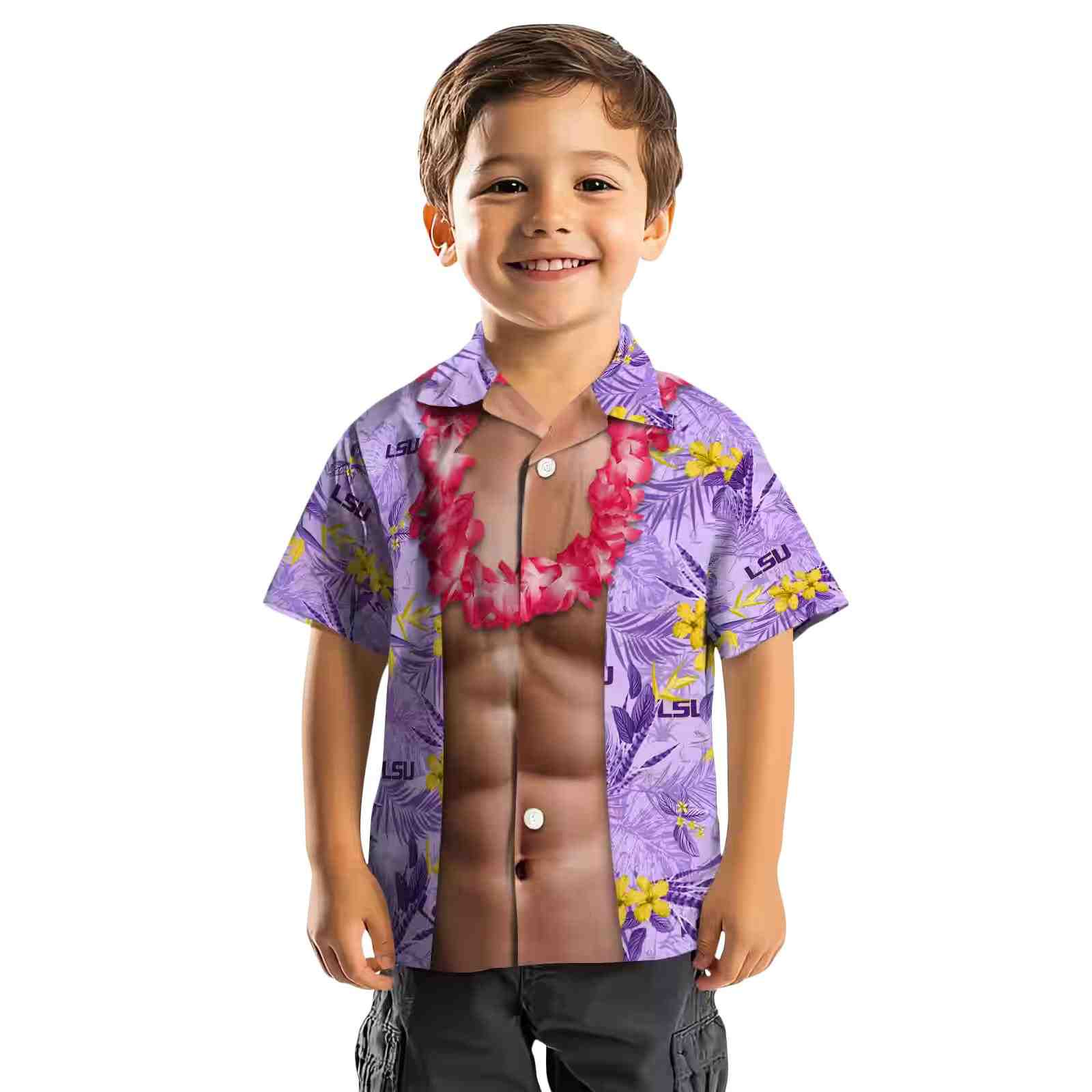 lsu tigers chest illusion purple hawaiian shirt top rated