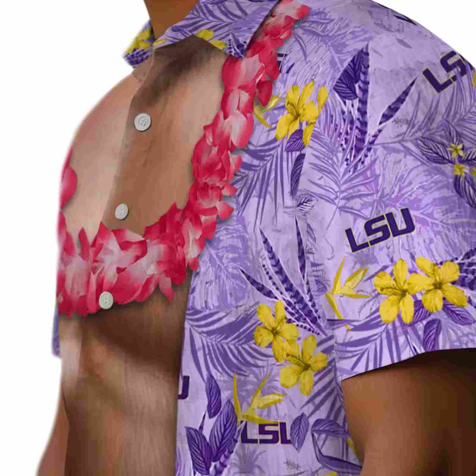 lsu tigers chest illusion purple hawaiian shirt trendy