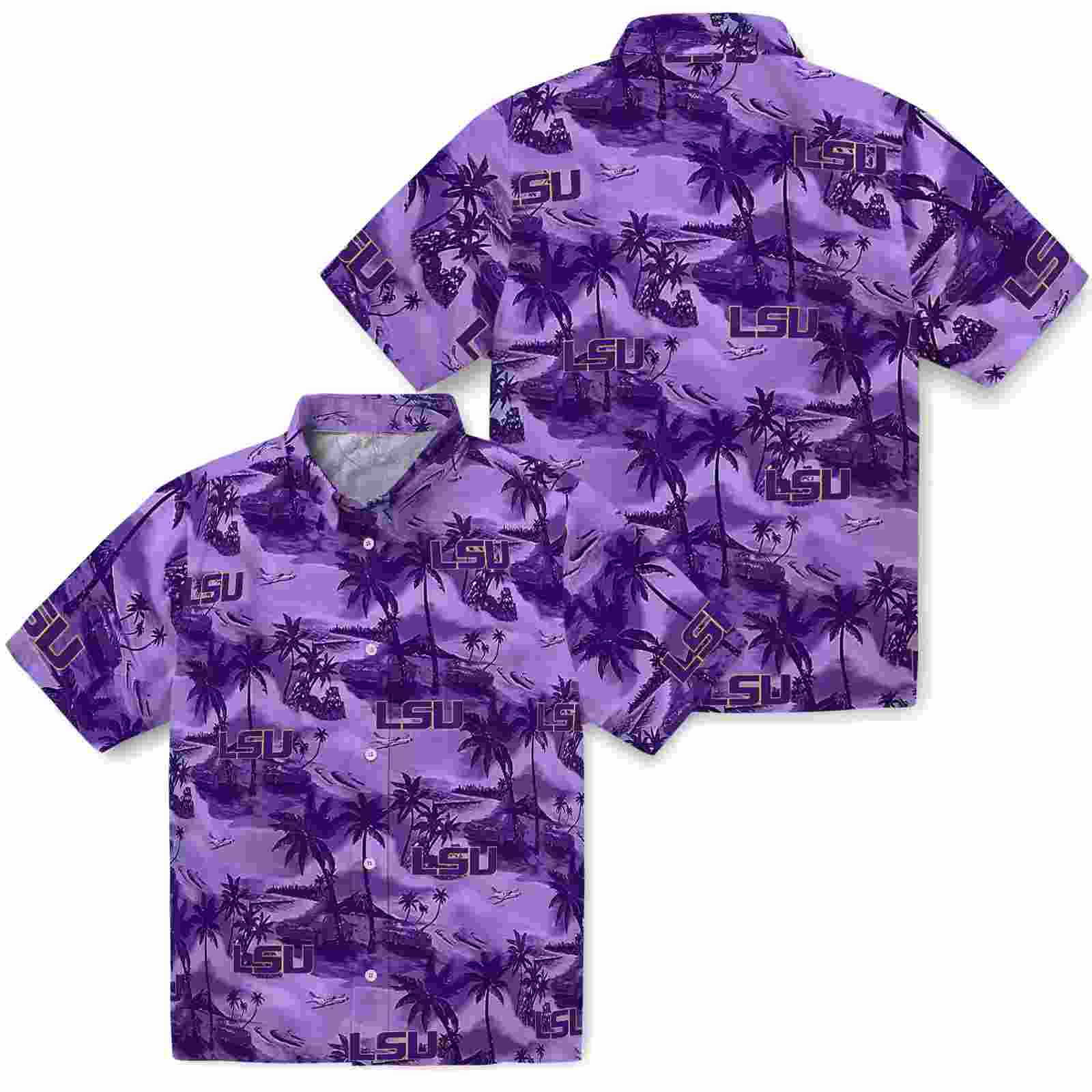 lsu tigers coastal palms purple hawaiian shirt high quality