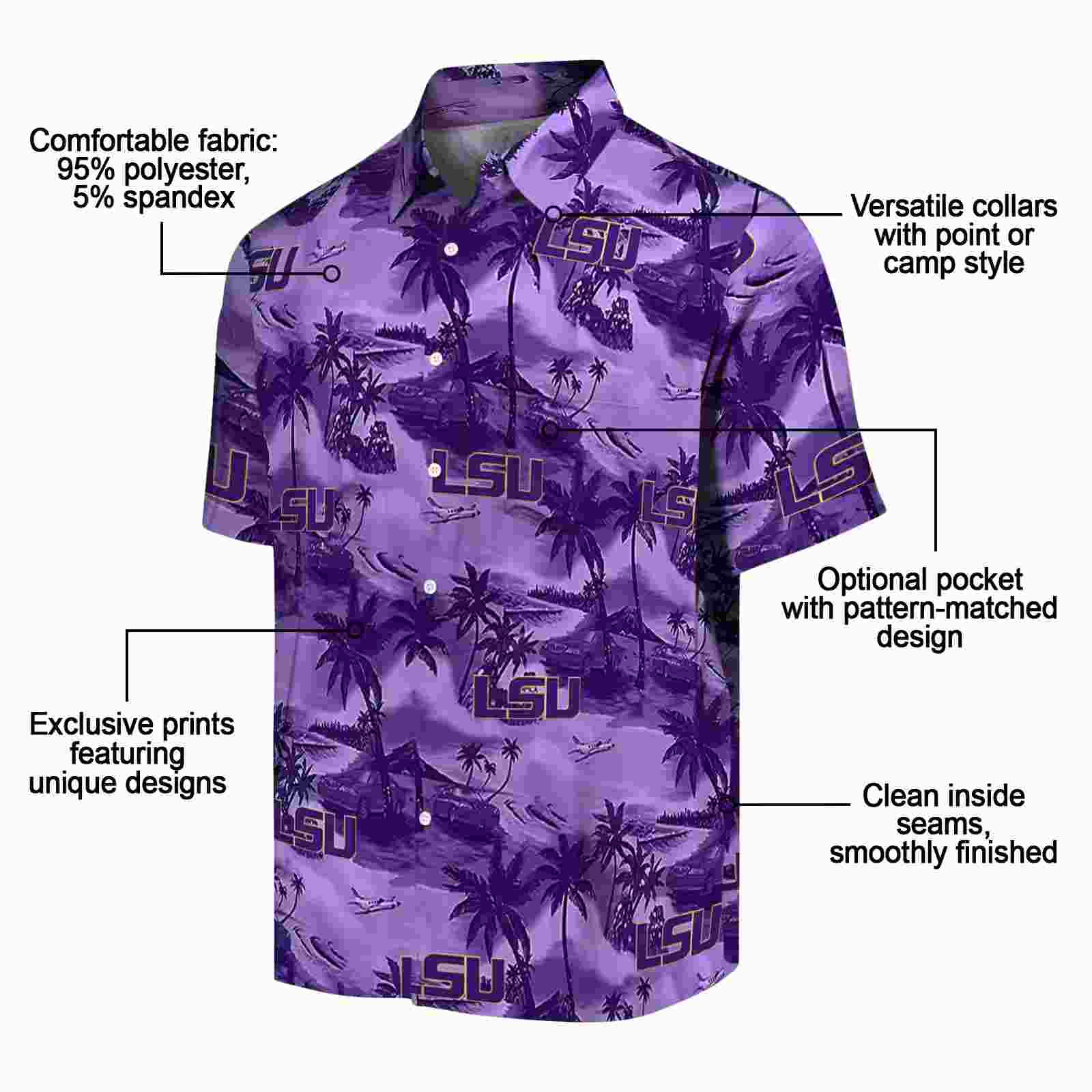 lsu tigers coastal palms purple hawaiian shirt new arrival