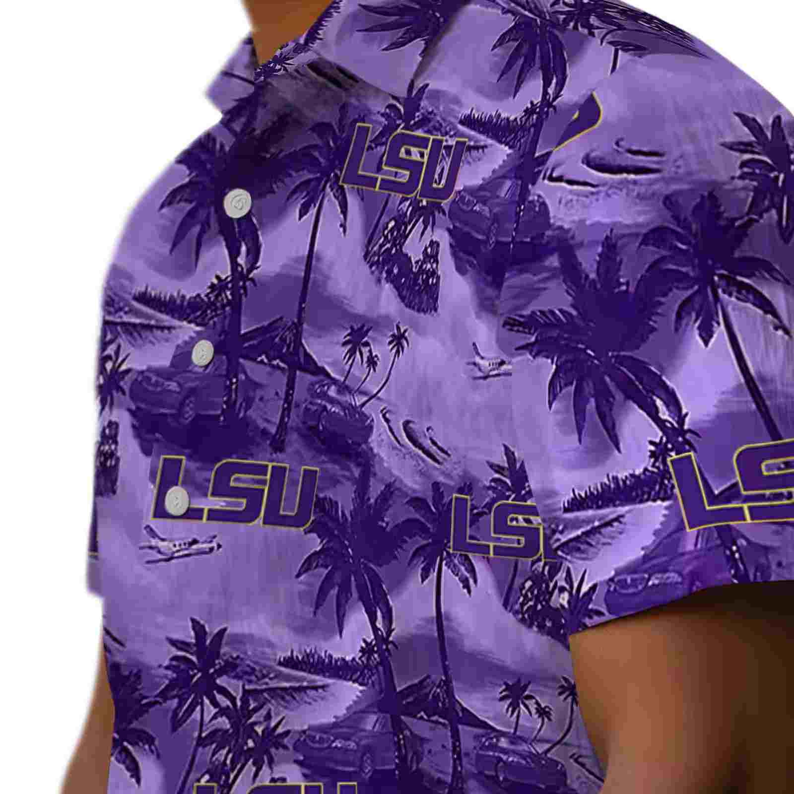 lsu tigers coastal palms purple hawaiian shirt trendy