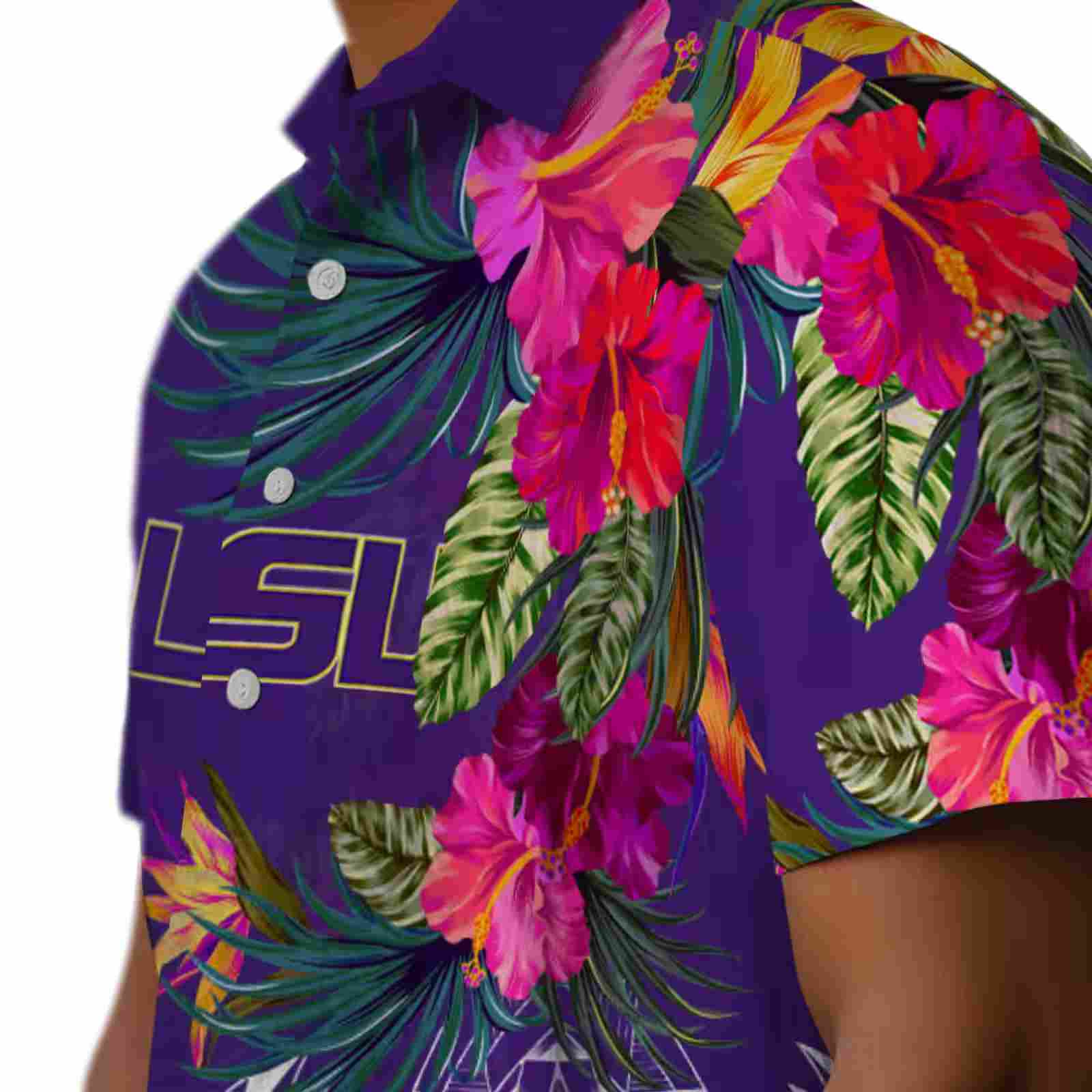 lsu tigers floral polynesian purple hawaiian shirt trendy