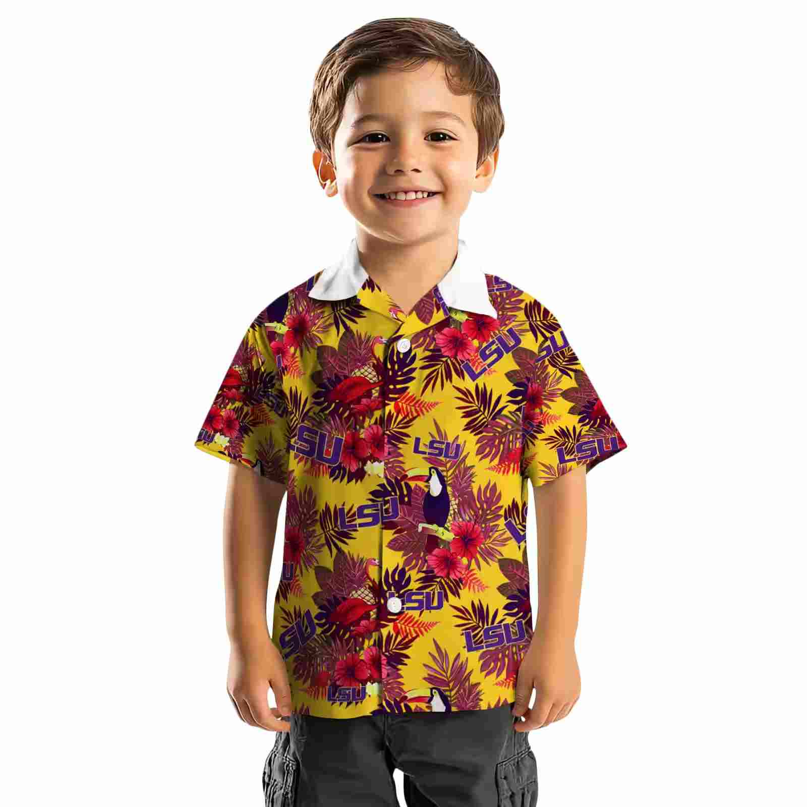 lsu tigers floral toucan purple red hawaiian shirt top rated