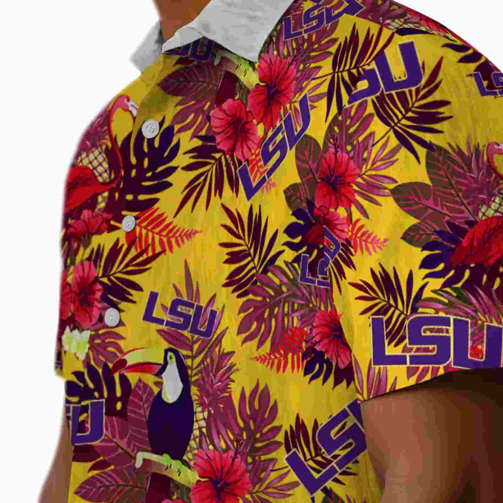 lsu tigers floral toucan purple red hawaiian shirt trendy